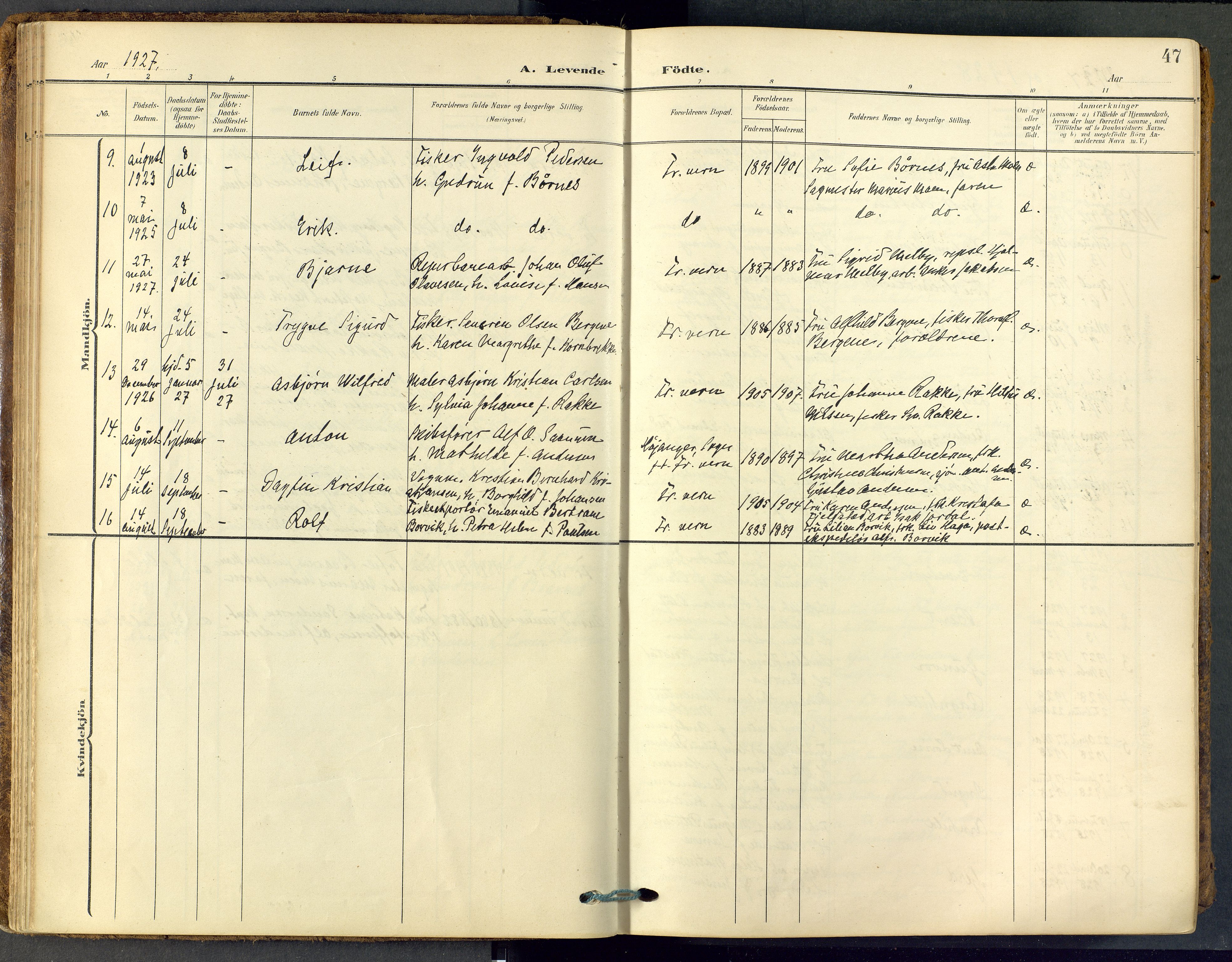 Stavern kirkebøker, SAKO/A-318/F/Fa/L0009: Parish register (official) no. 9, 1906-1955, p. 47