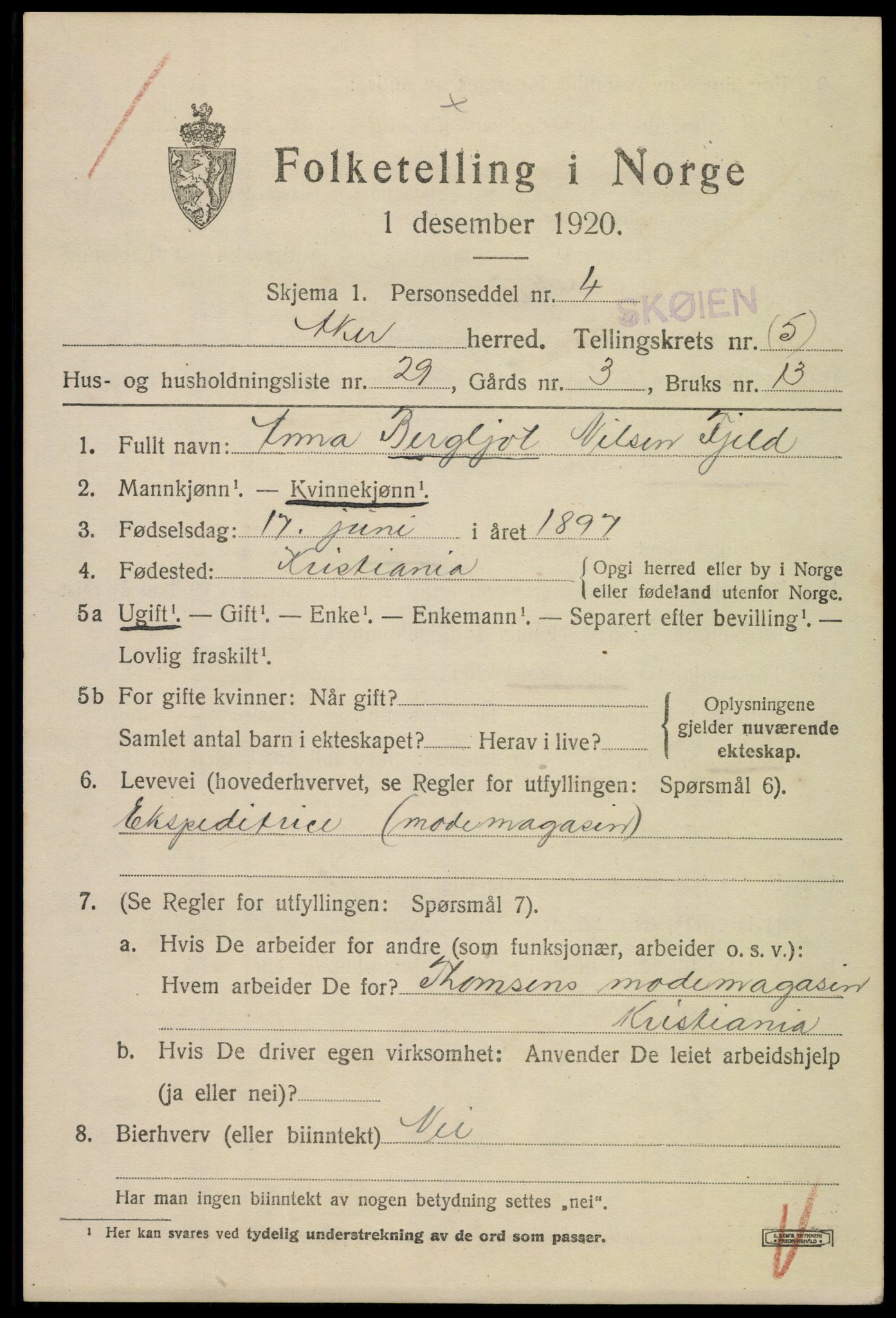 SAO, 1920 census for Aker, 1920, p. 31250