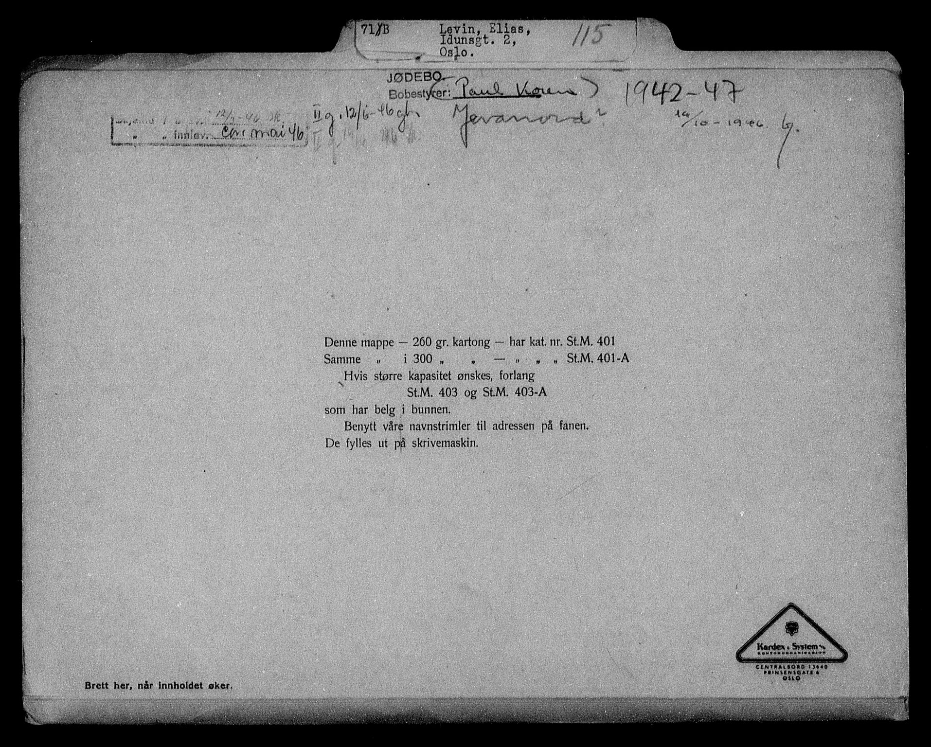 Justisdepartementet, Tilbakeføringskontoret for inndratte formuer, AV/RA-S-1564/H/Hc/Hcc/L0957: --, 1945-1947, p. 25