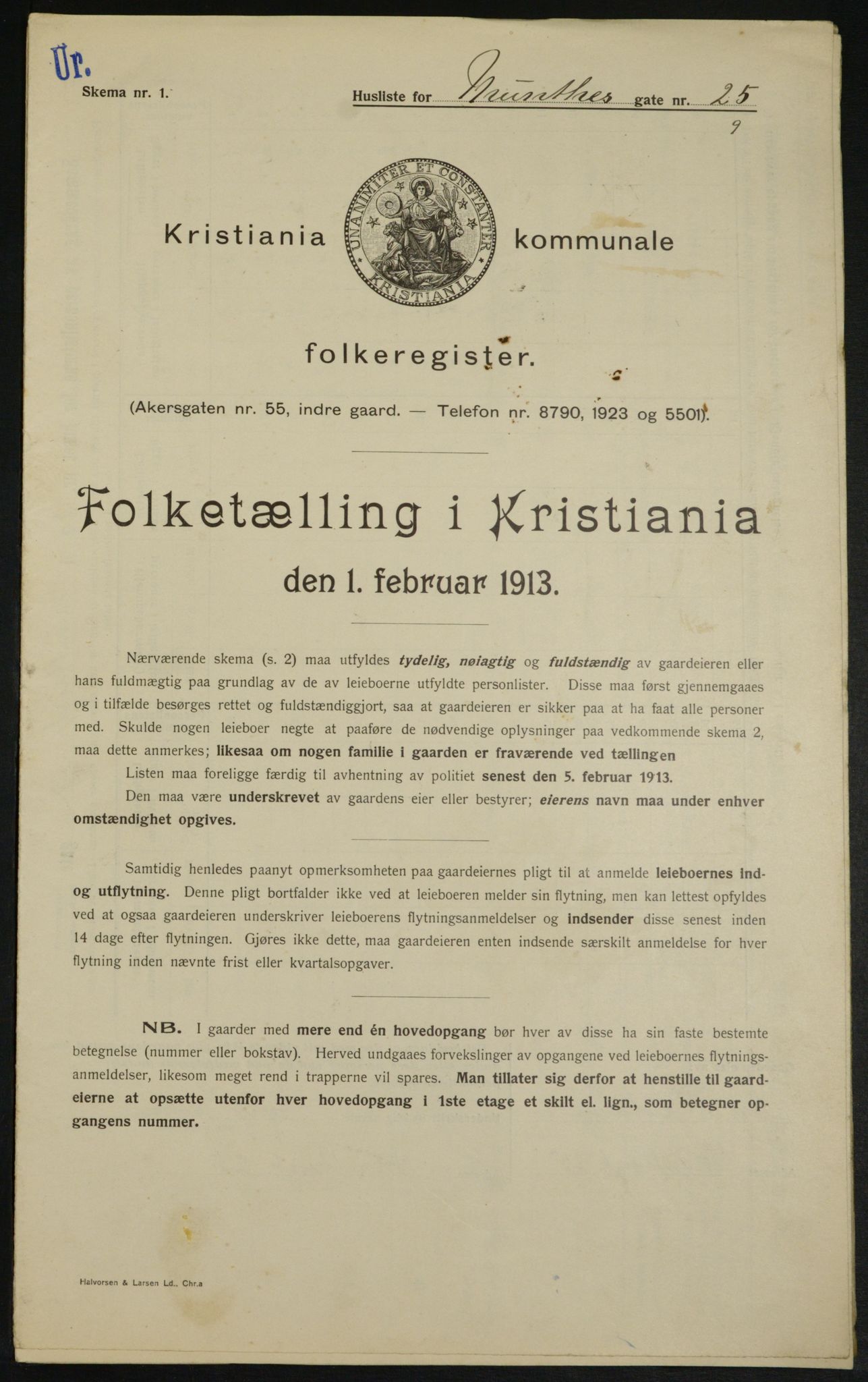 OBA, Municipal Census 1913 for Kristiania, 1913, p. 68059