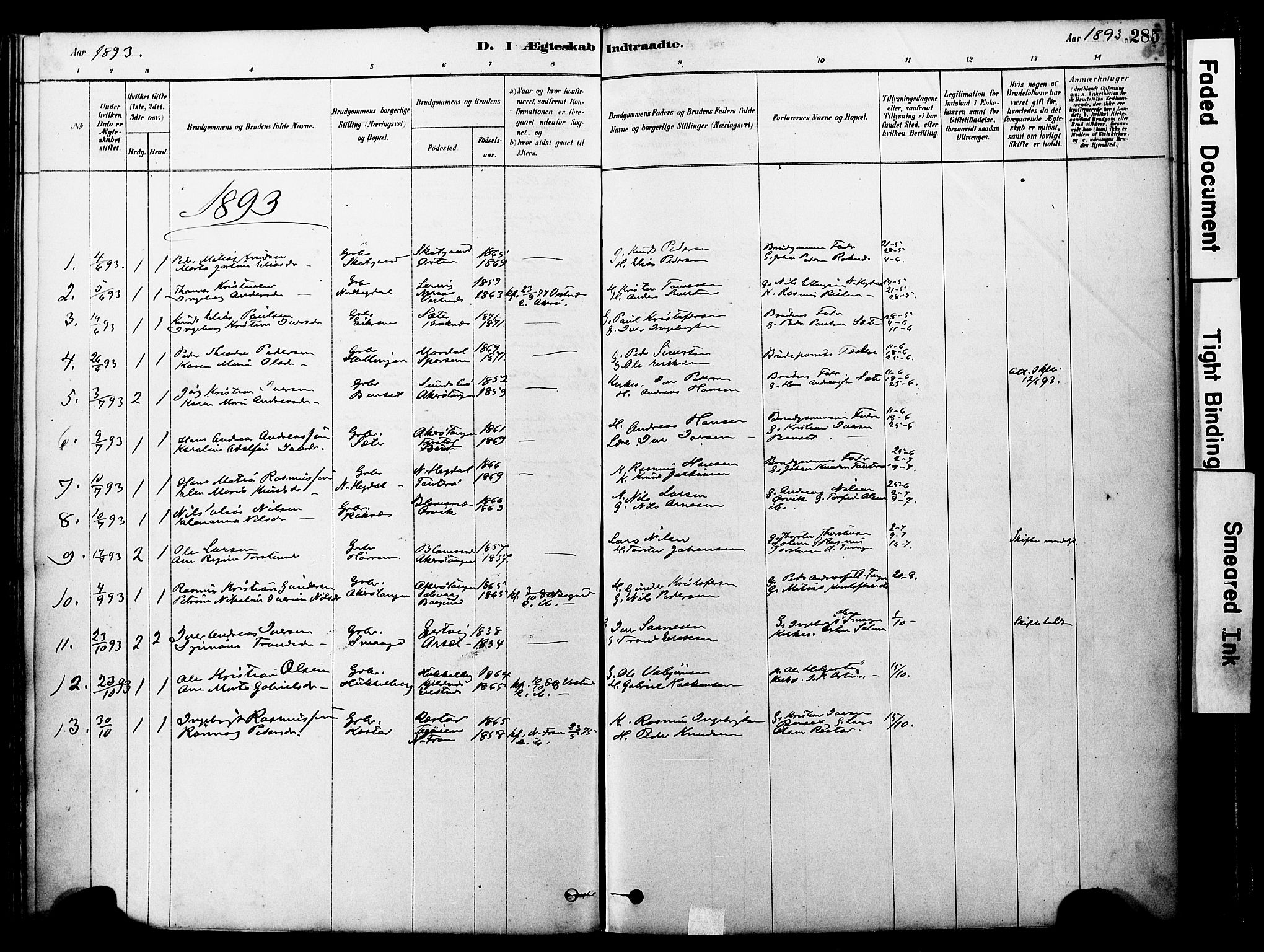 Ministerialprotokoller, klokkerbøker og fødselsregistre - Møre og Romsdal, SAT/A-1454/560/L0721: Parish register (official) no. 560A05, 1878-1917, p. 285