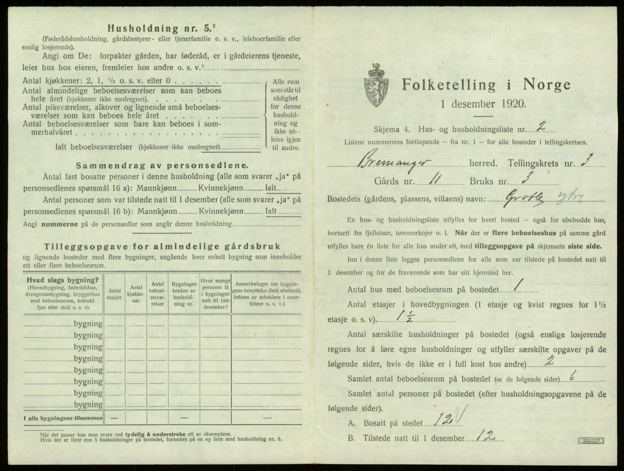 SAB, 1920 census for Bremanger, 1920, p. 269