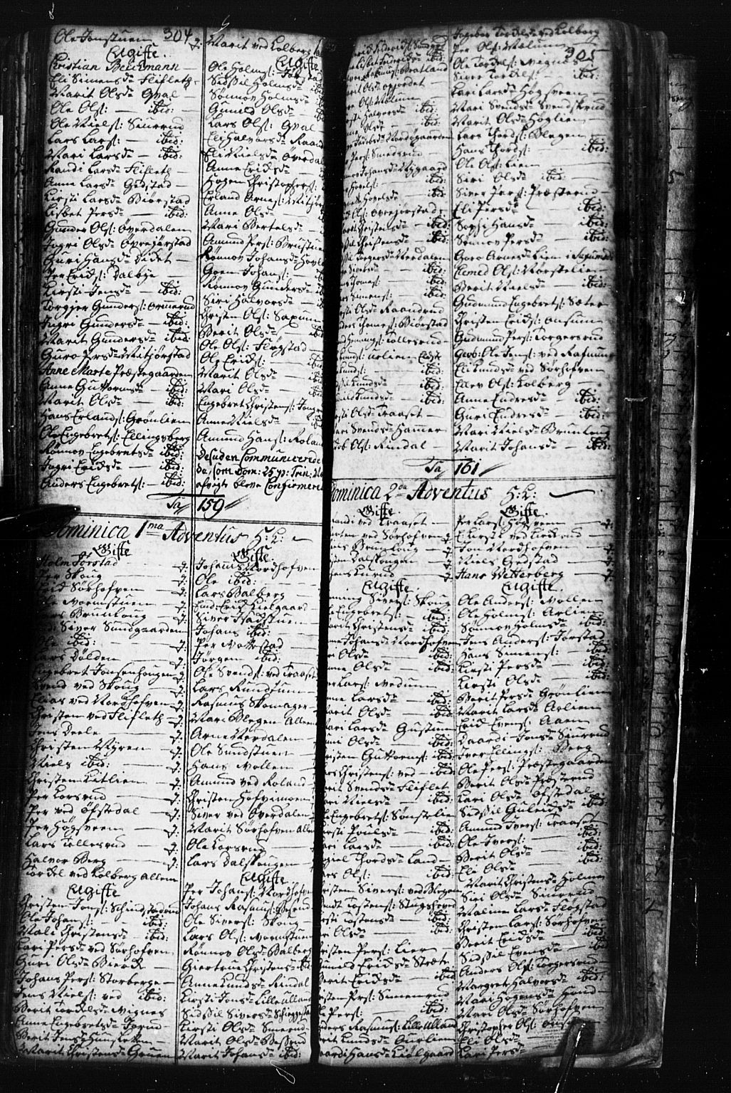 Fåberg prestekontor, SAH/PREST-086/H/Ha/Hab/L0001: Parish register (copy) no. 1, 1727-1767, p. 304-305