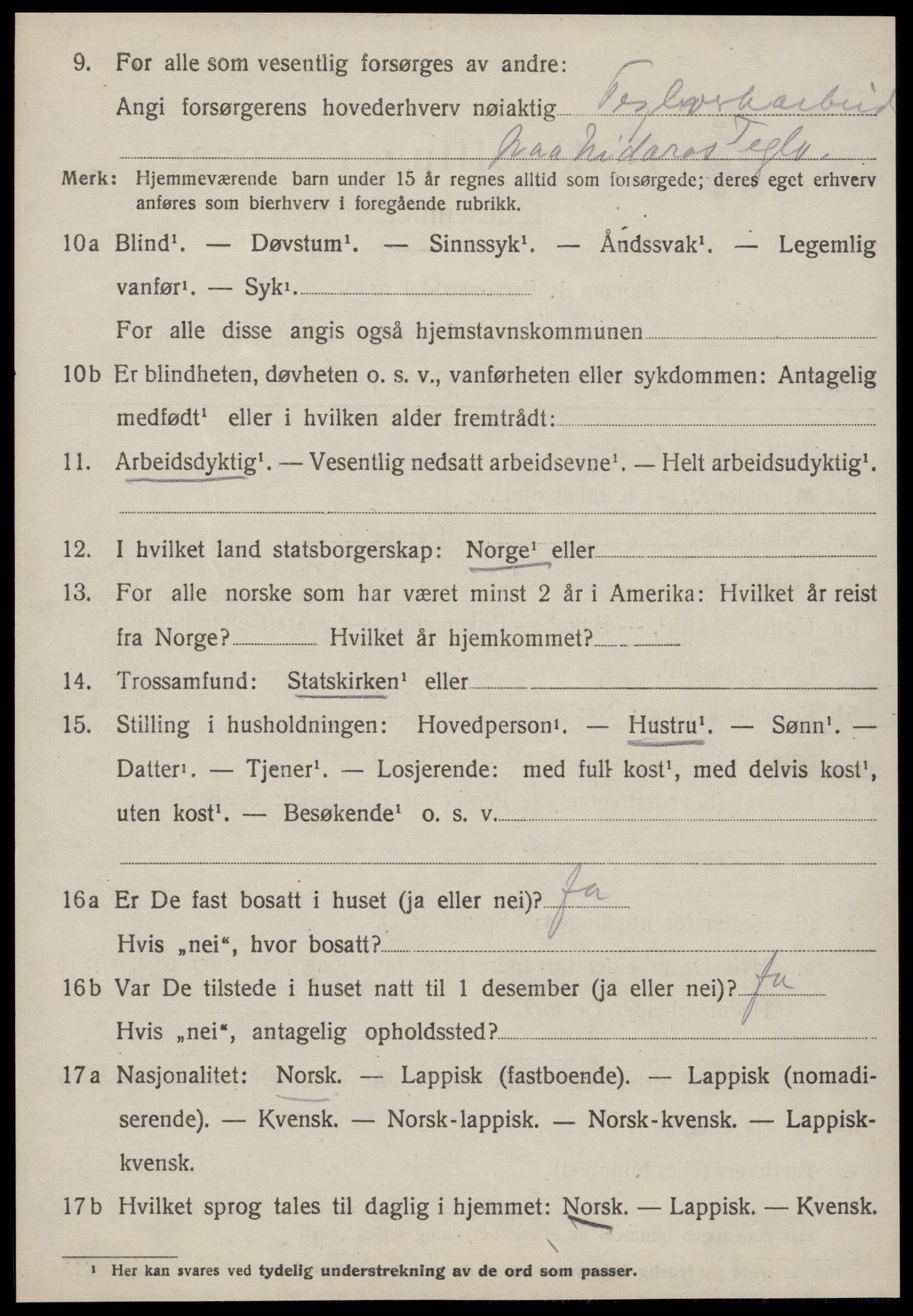 SAT, 1920 census for Strinda, 1920, p. 10263