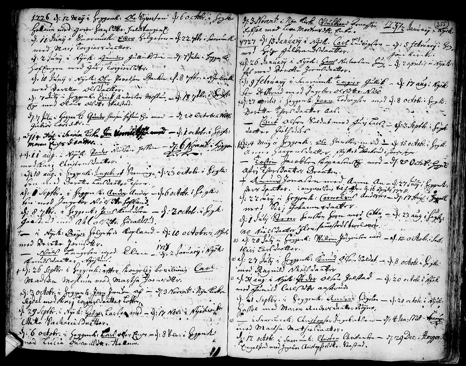 Modum kirkebøker, AV/SAKO-A-234/F/Fa/L0001: Parish register (official) no. 1, 1712-1740, p. 255