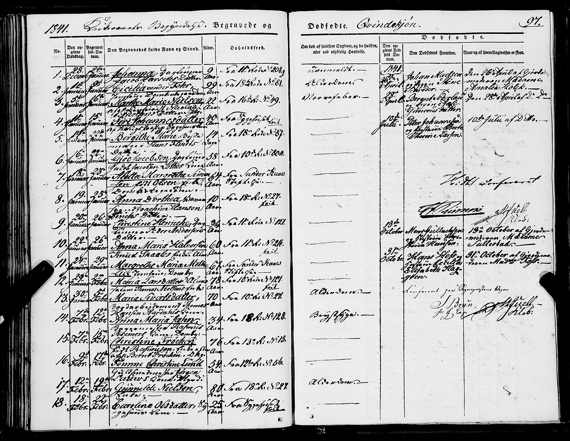 Domkirken sokneprestembete, SAB/A-74801/H/Haa/L0040: Parish register (official) no. E 1, 1841-1853, p. 97