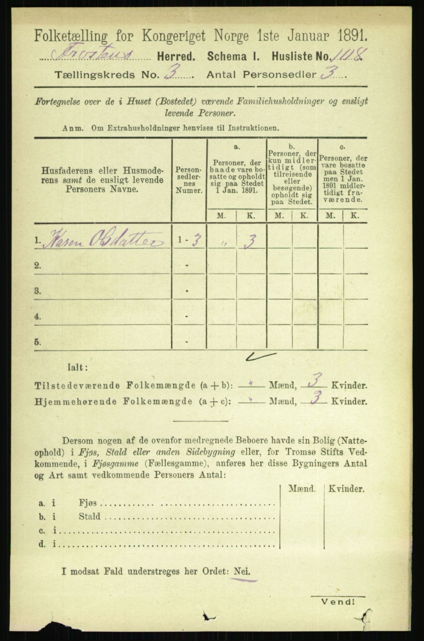 RA, 1891 census for 1717 Frosta, 1891, p. 1878