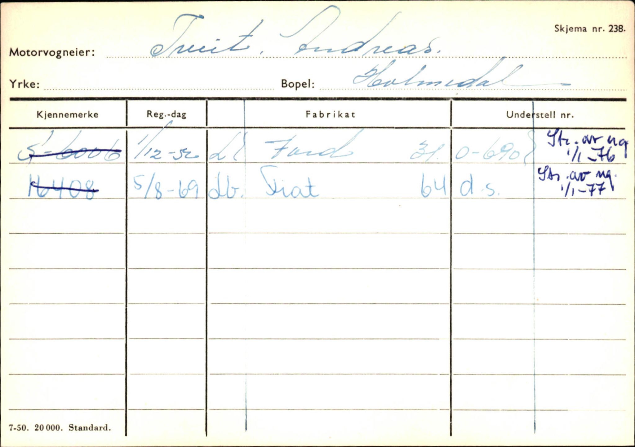 Statens vegvesen, Sogn og Fjordane vegkontor, AV/SAB-A-5301/4/F/L0126: Eigarregister Fjaler M-Å. Leikanger A-Å, 1945-1975, p. 493