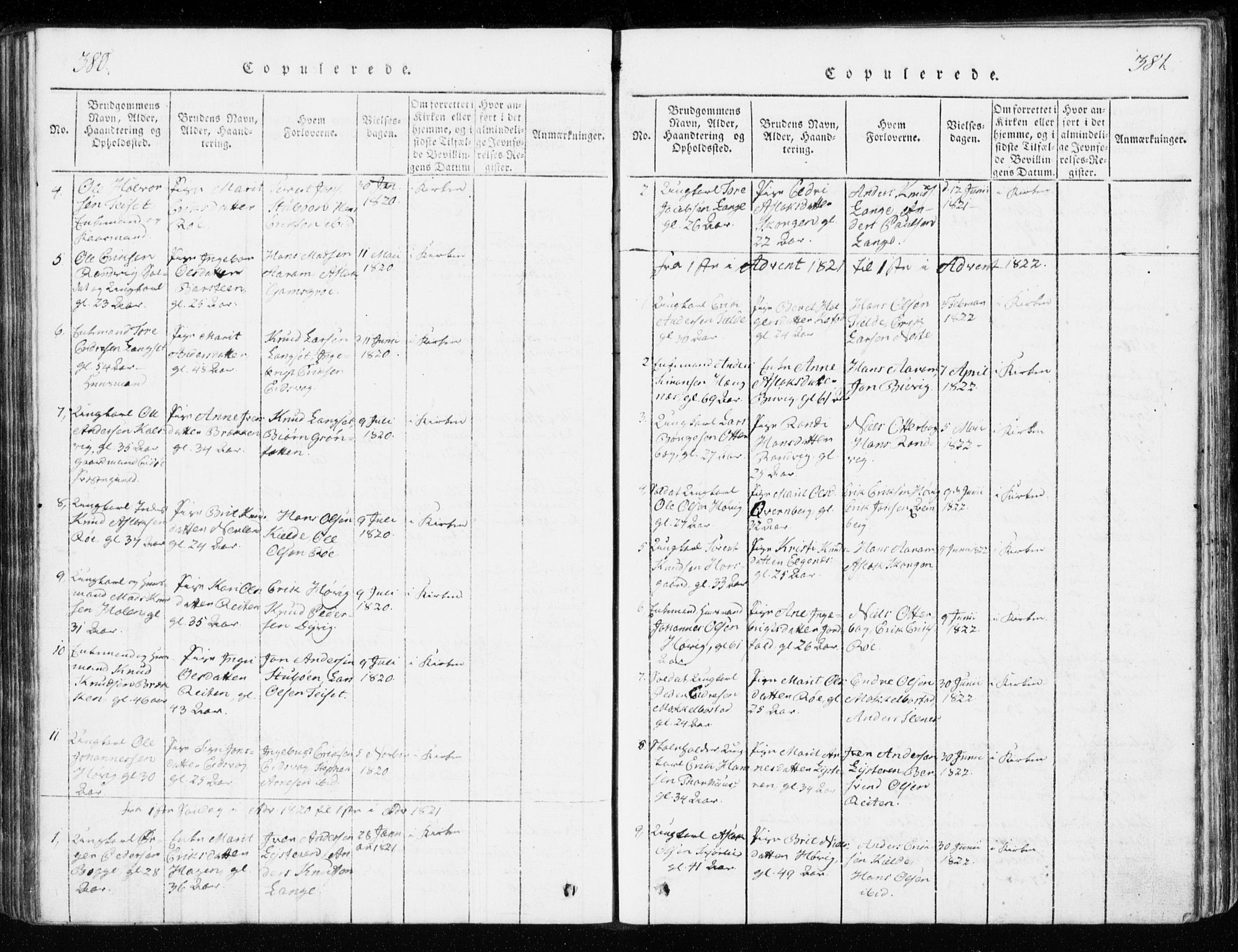 Ministerialprotokoller, klokkerbøker og fødselsregistre - Møre og Romsdal, SAT/A-1454/551/L0623: Parish register (official) no. 551A03, 1818-1831, p. 380-381