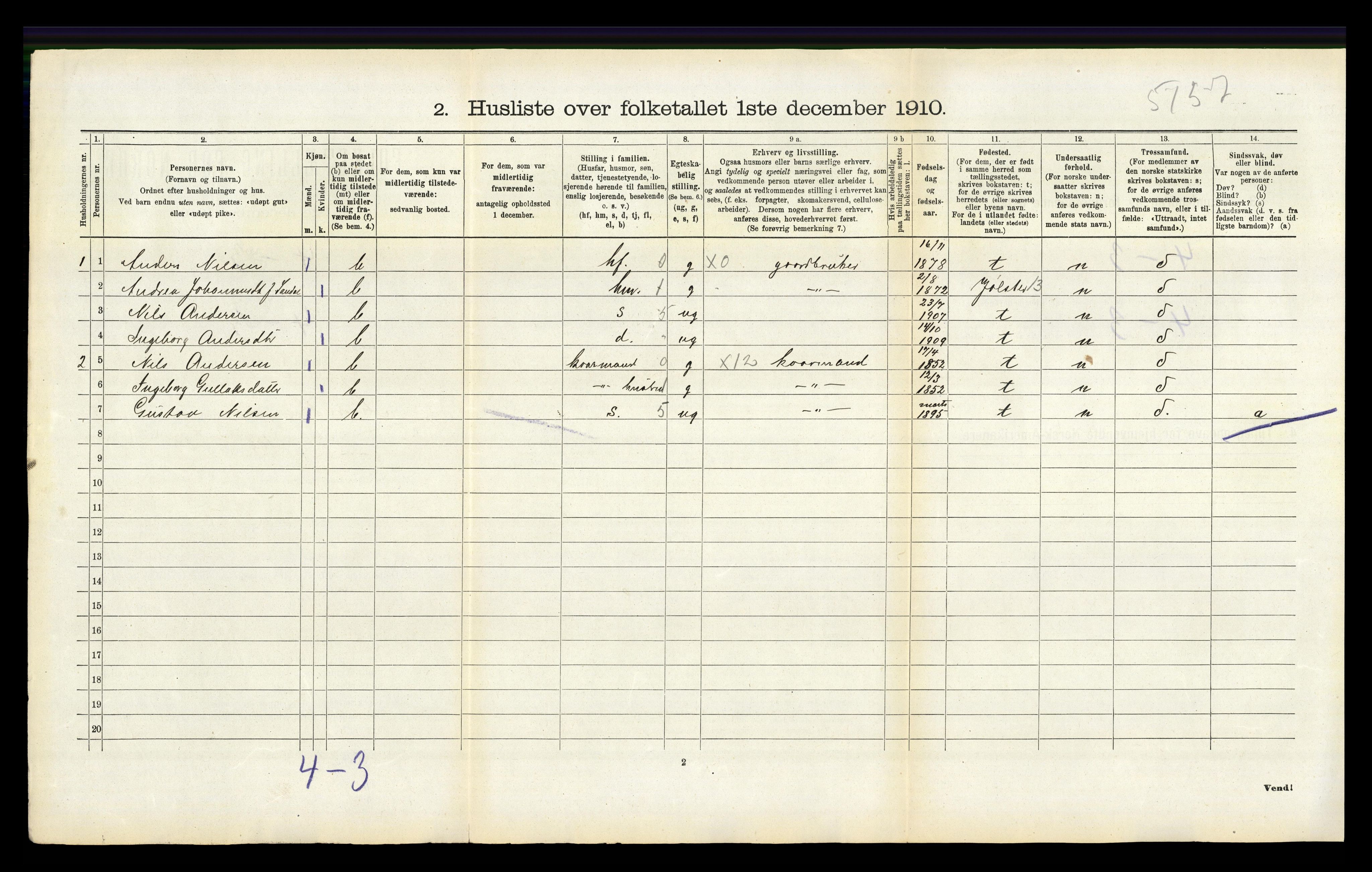 RA, 1910 census for Indre Holmedal, 1910, p. 961