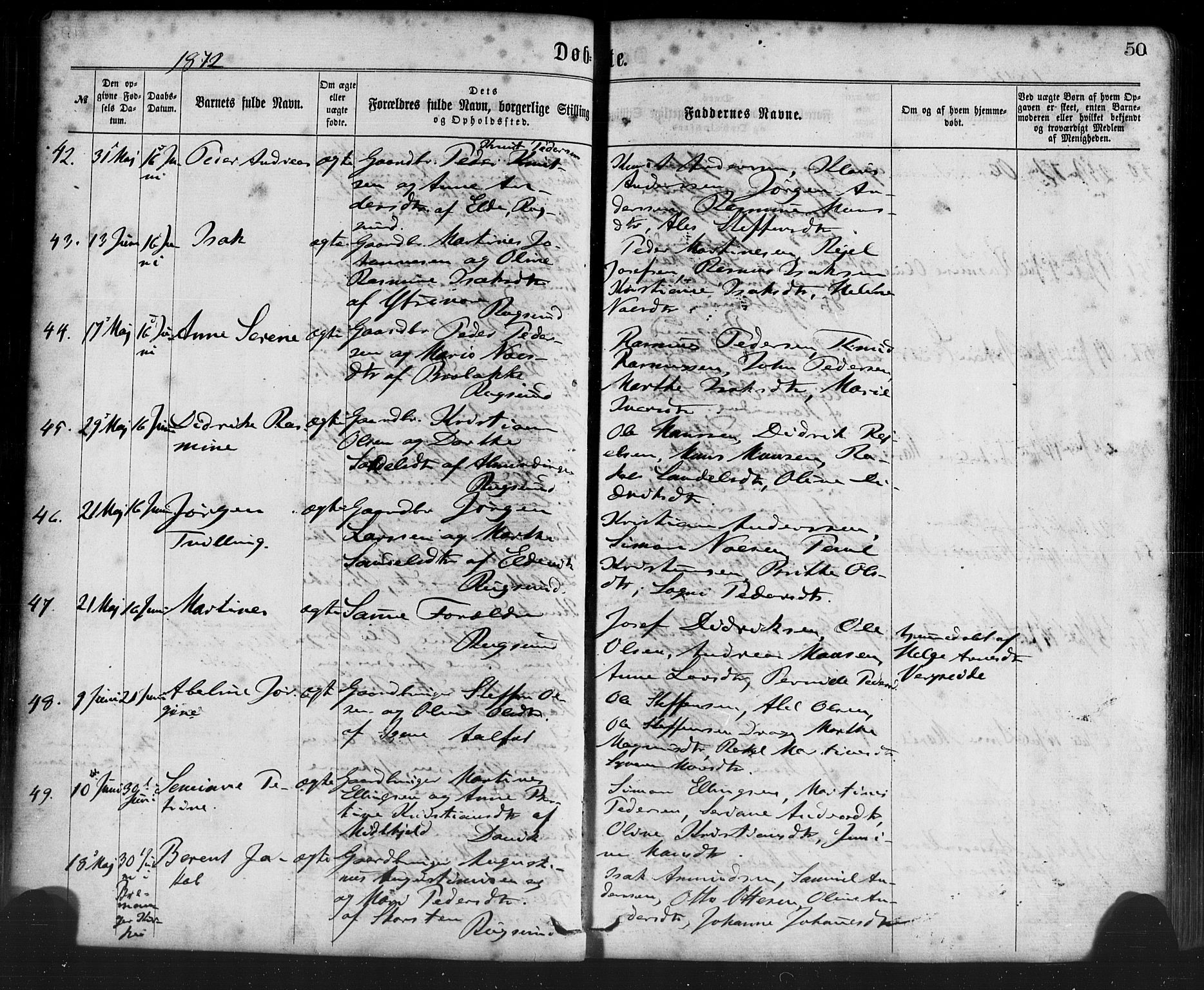 Davik sokneprestembete, AV/SAB-A-79701/H/Haa/Haaa/L0006: Parish register (official) no. A 6, 1867-1881, p. 50