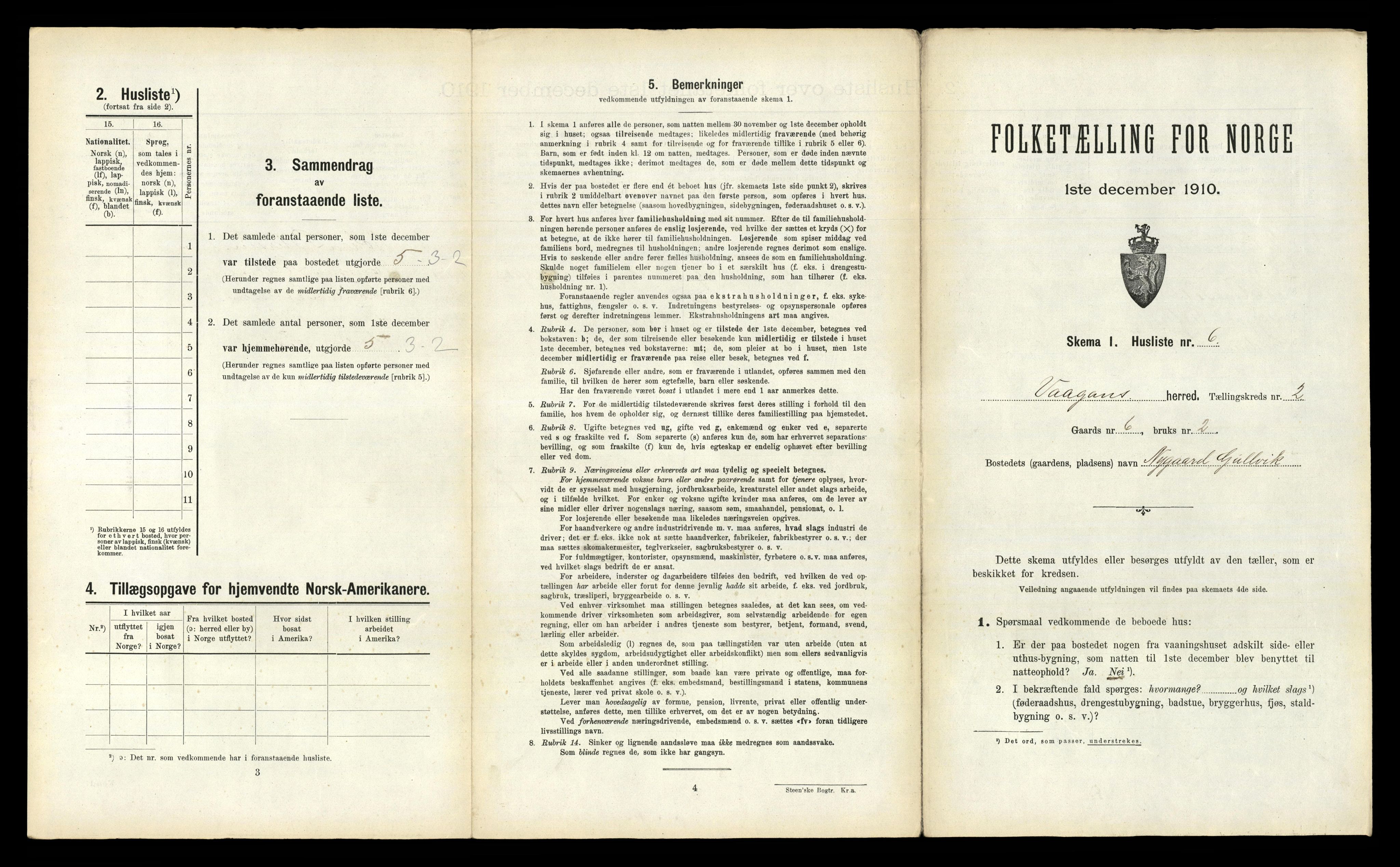 RA, 1910 census for Vågan, 1910, p. 121