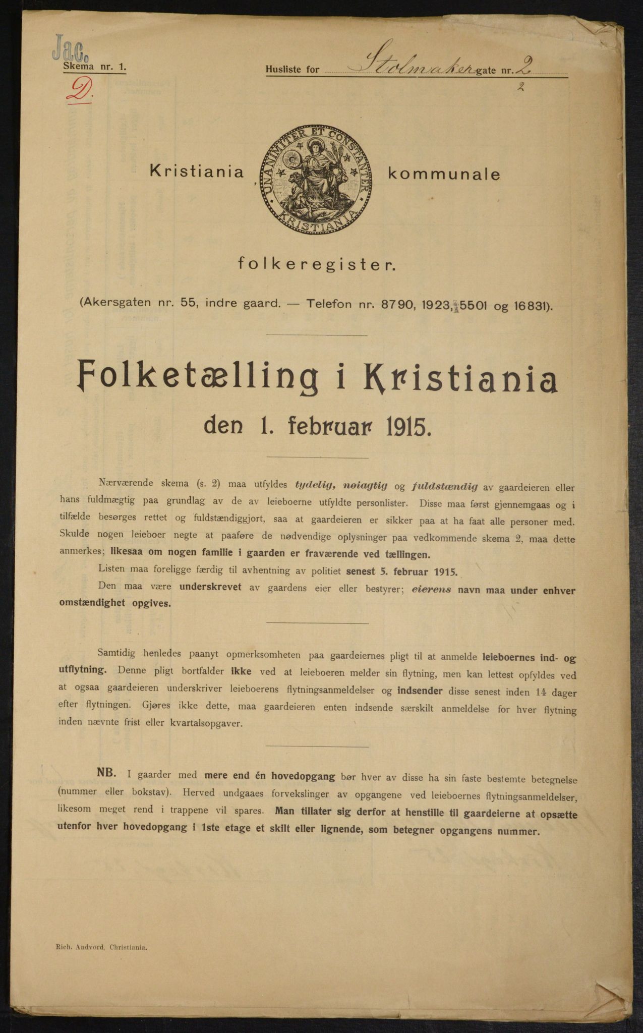 OBA, Municipal Census 1915 for Kristiania, 1915, p. 102699