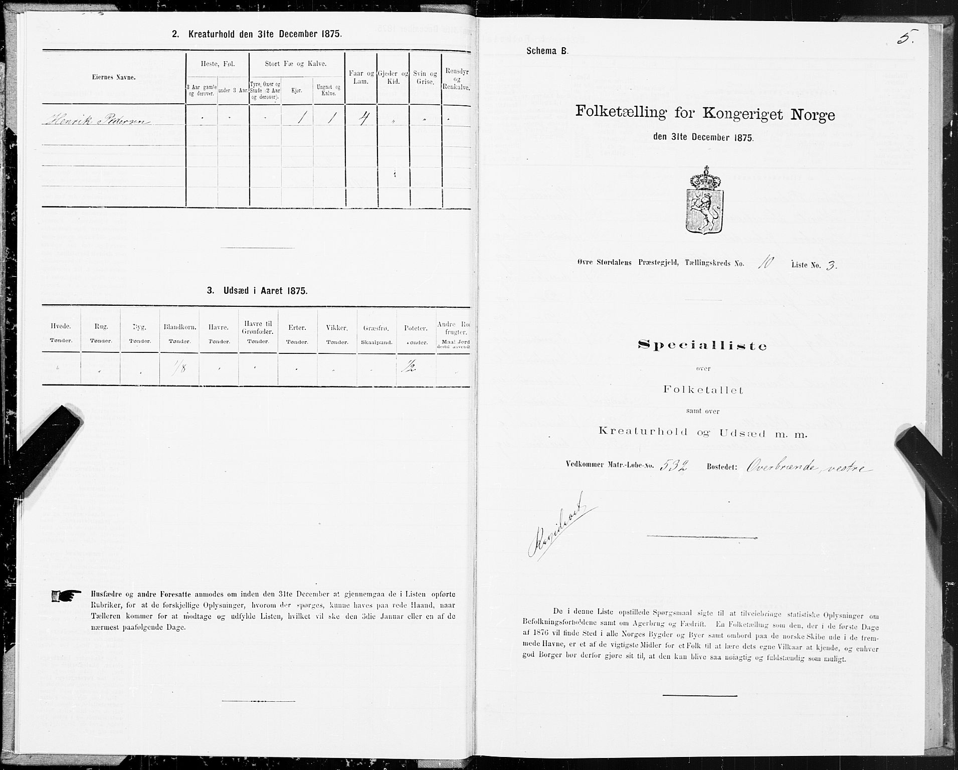 SAT, 1875 census for 1711P Øvre Stjørdal, 1875, p. 6005