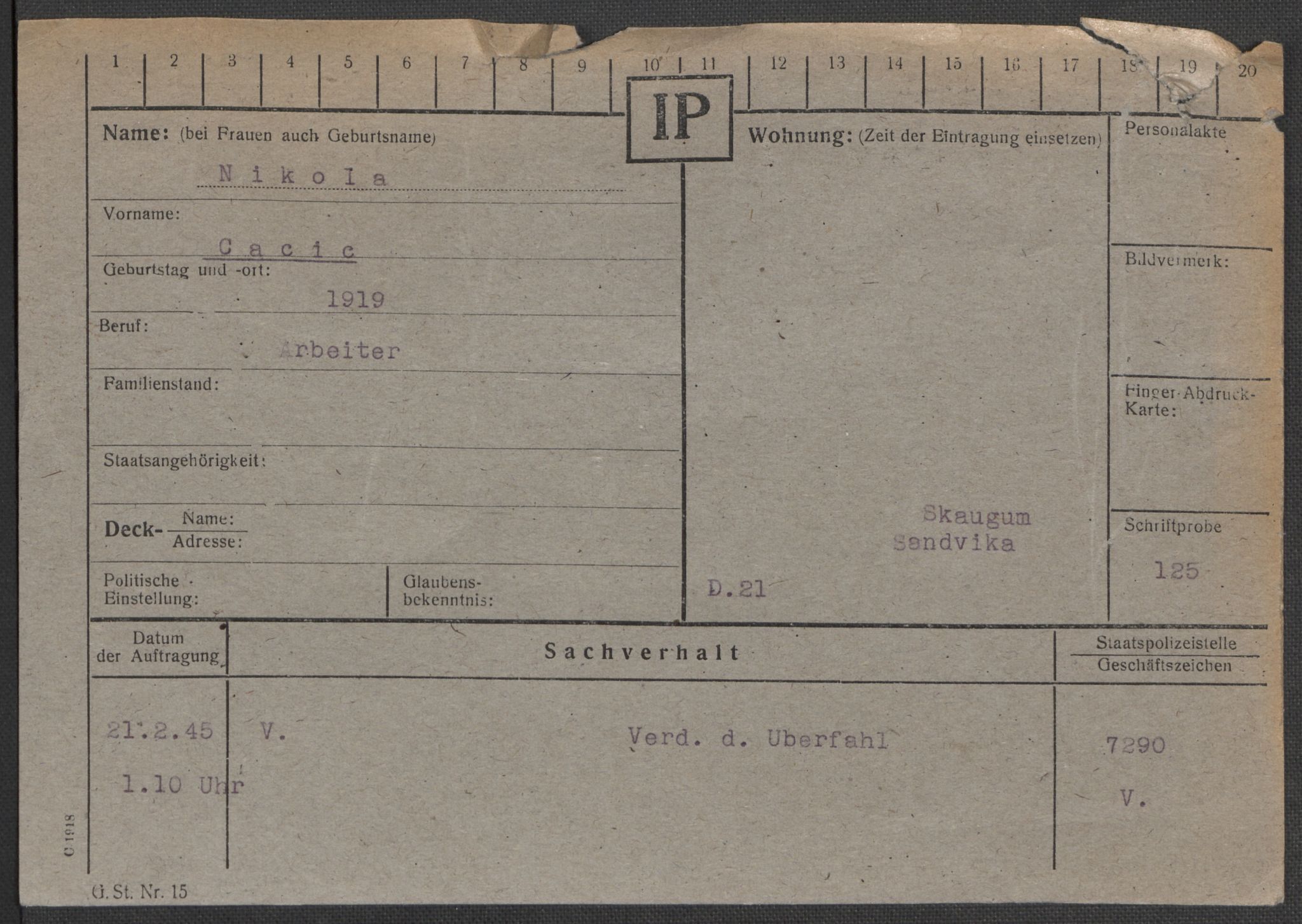 Befehlshaber der Sicherheitspolizei und des SD, AV/RA-RAFA-5969/E/Ea/Eaa/L0002: Register over norske fanger i Møllergata 19: Bj-Eng, 1940-1945, p. 649