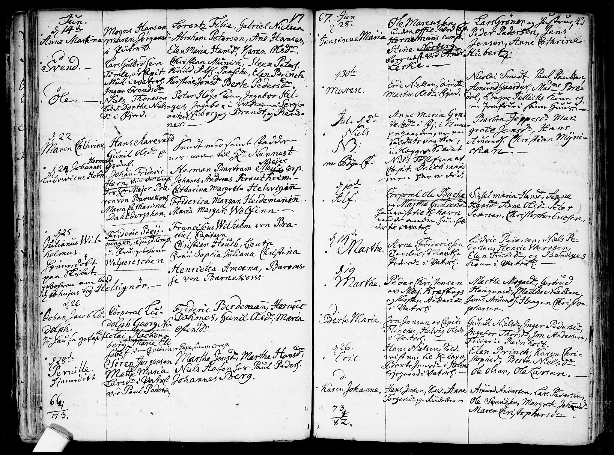 Garnisonsmenigheten Kirkebøker, AV/SAO-A-10846/F/Fa/L0002: Parish register (official) no. 2, 1757-1776, p. 43