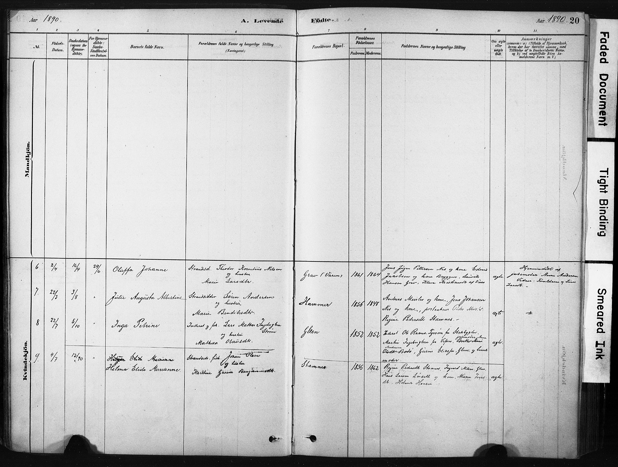 Ministerialprotokoller, klokkerbøker og fødselsregistre - Nordland, AV/SAT-A-1459/808/L0128: Parish register (official) no. 808A01, 1880-1902, p. 20