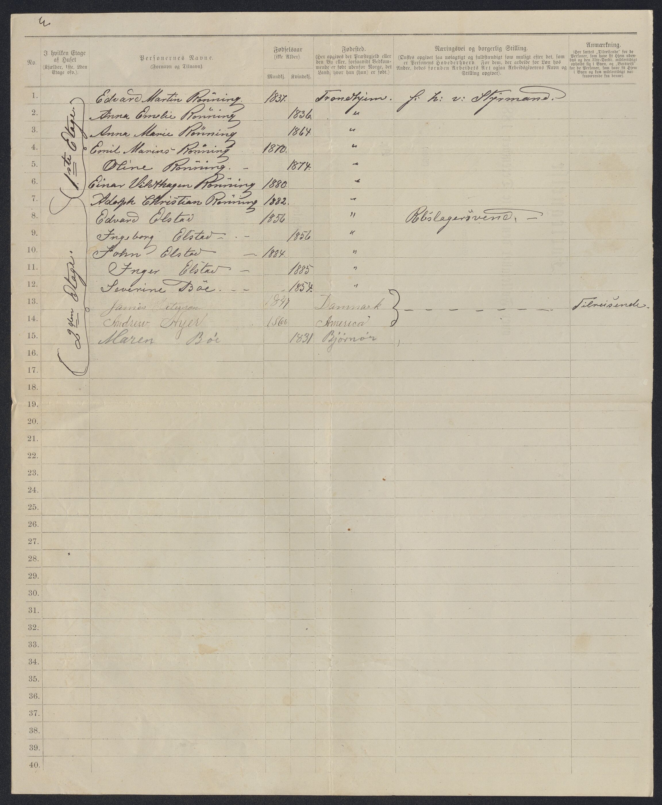 SAT, 1885 census for 1601 Trondheim, 1885, p. 2292