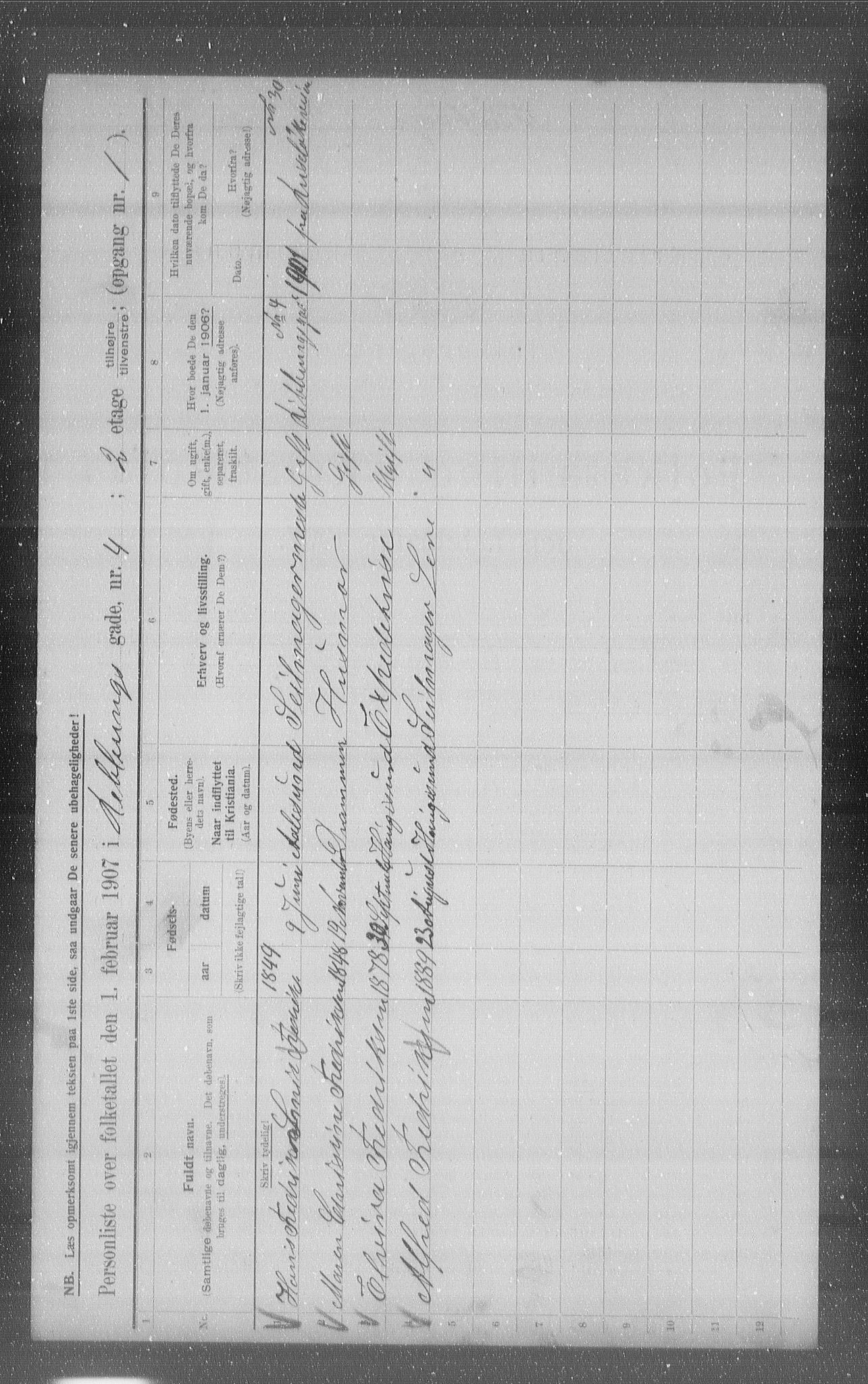 OBA, Municipal Census 1907 for Kristiania, 1907, p. 42321