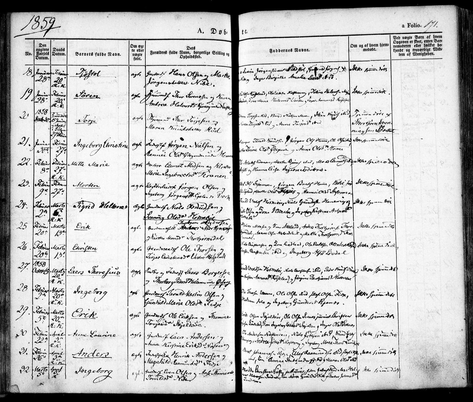 Søndeled sokneprestkontor, AV/SAK-1111-0038/F/Fa/L0002: Parish register (official) no. A 2, 1839-1860, p. 171