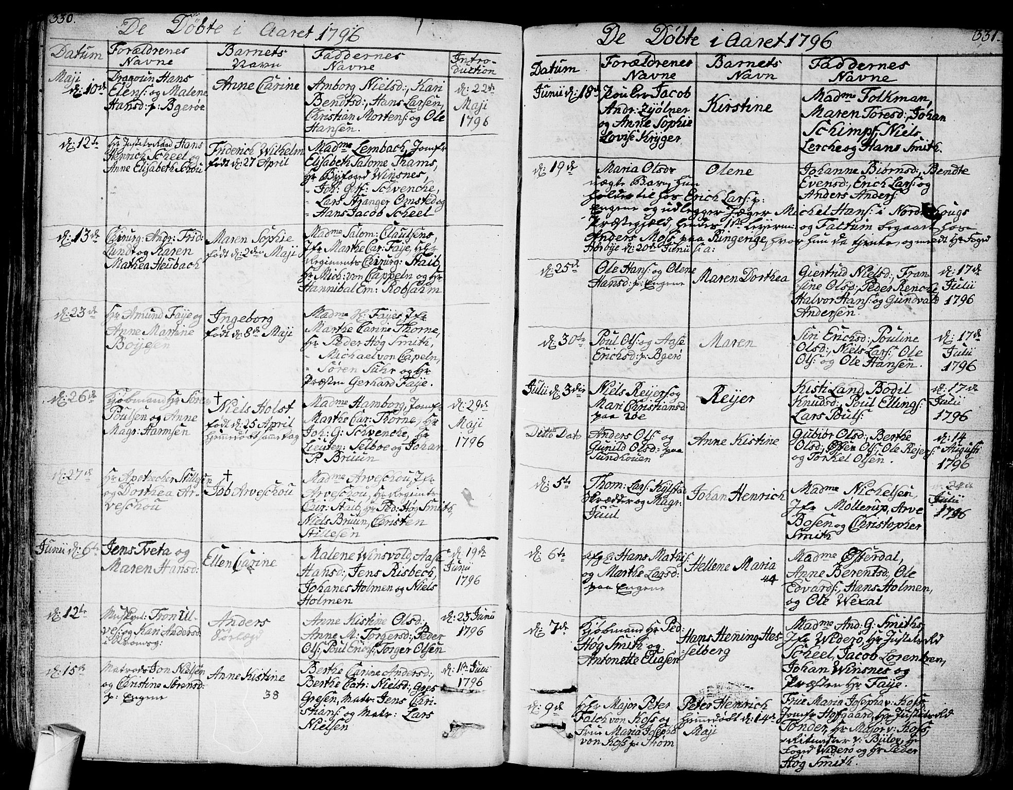 Bragernes kirkebøker, SAKO/A-6/F/Fa/L0006a: Parish register (official) no. I 6, 1782-1814, p. 330-331