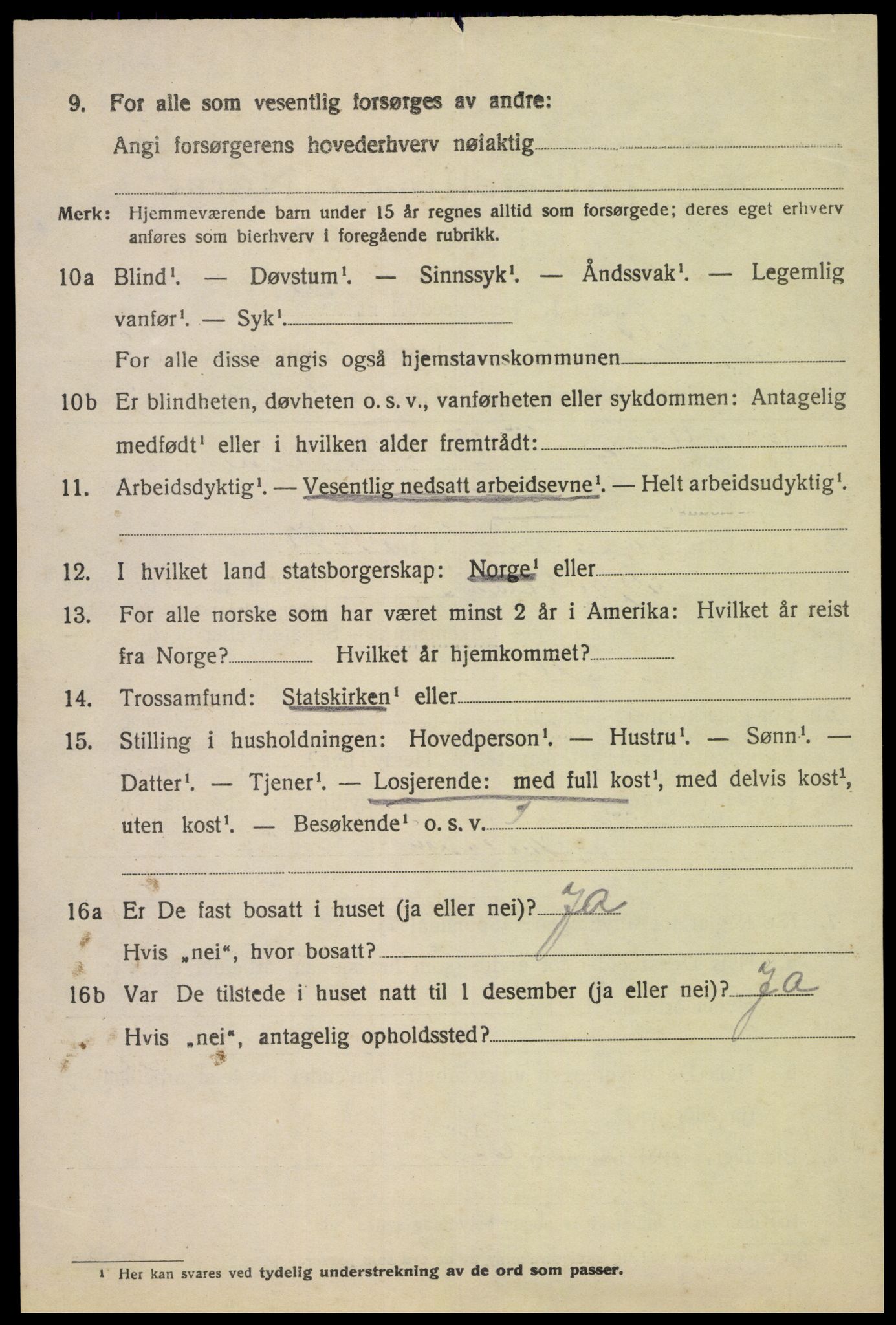 SAK, 1920 census for Fjotland, 1920, p. 923