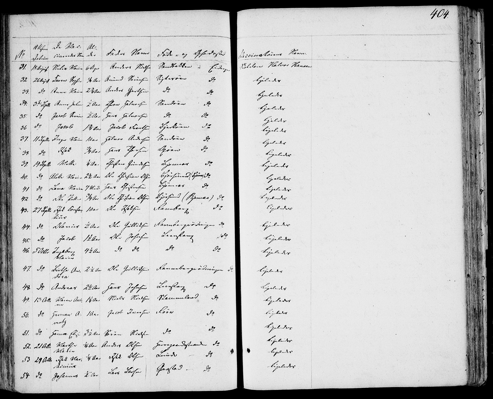 Eidanger kirkebøker, AV/SAKO-A-261/F/Fa/L0008: Parish register (official) no. 8, 1831-1858, p. 404