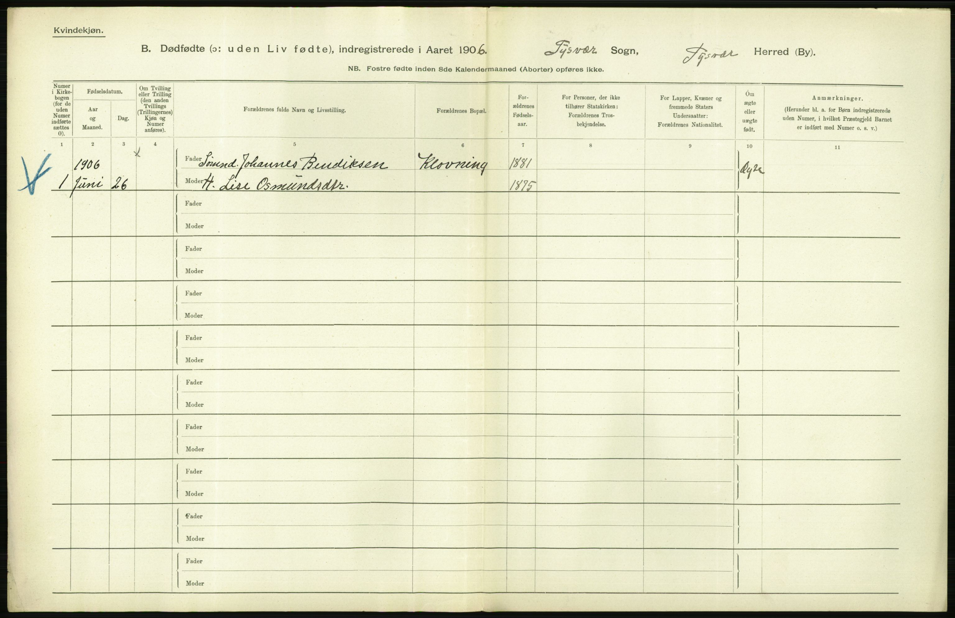 Statistisk sentralbyrå, Sosiodemografiske emner, Befolkning, RA/S-2228/D/Df/Dfa/Dfad/L0027: Stavanger amt: Døde, dødfødte. bygder og byer., 1906, p. 518