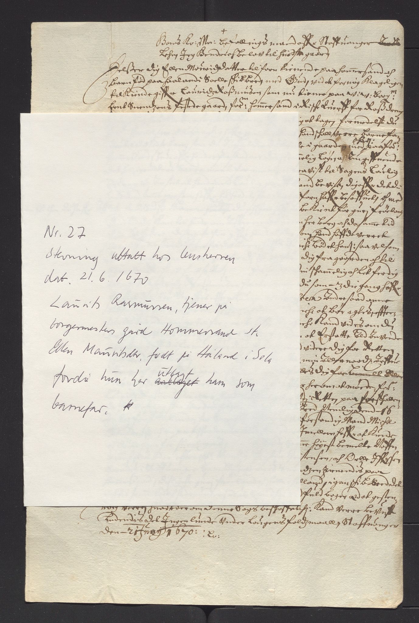 Stavanger len, AV/SAST-A-101870/Ob/L0041: Diverse, 1667-1670, p. 313