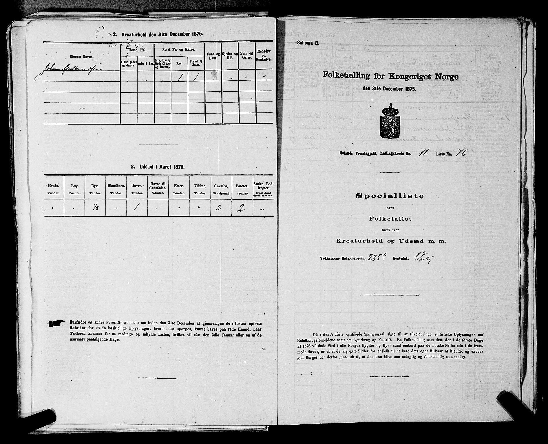 RA, 1875 census for 0221P Høland, 1875, p. 2127