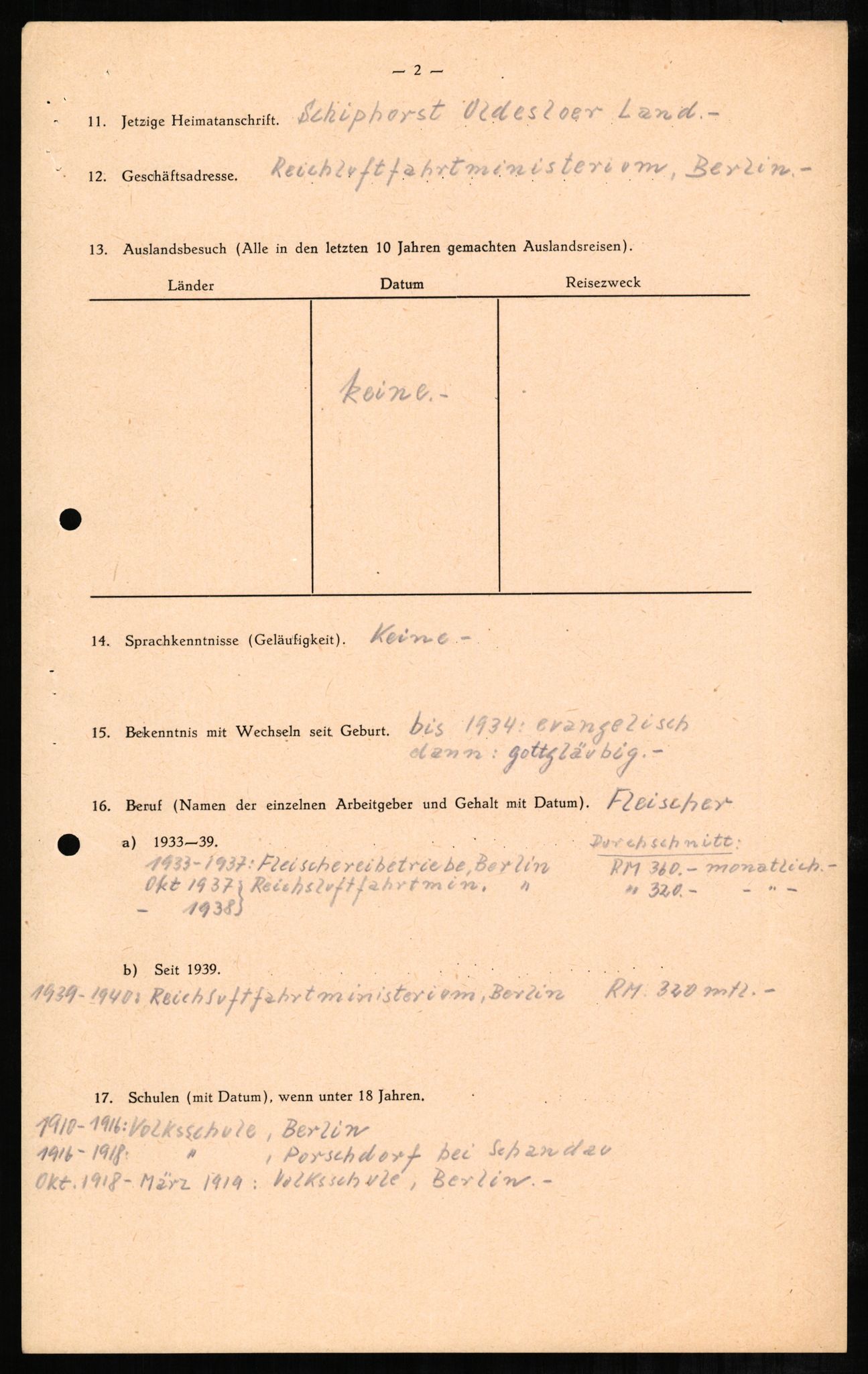 Forsvaret, Forsvarets overkommando II, AV/RA-RAFA-3915/D/Db/L0001: CI Questionaires. Tyske okkupasjonsstyrker i Norge. Tyskere., 1945-1946, p. 208