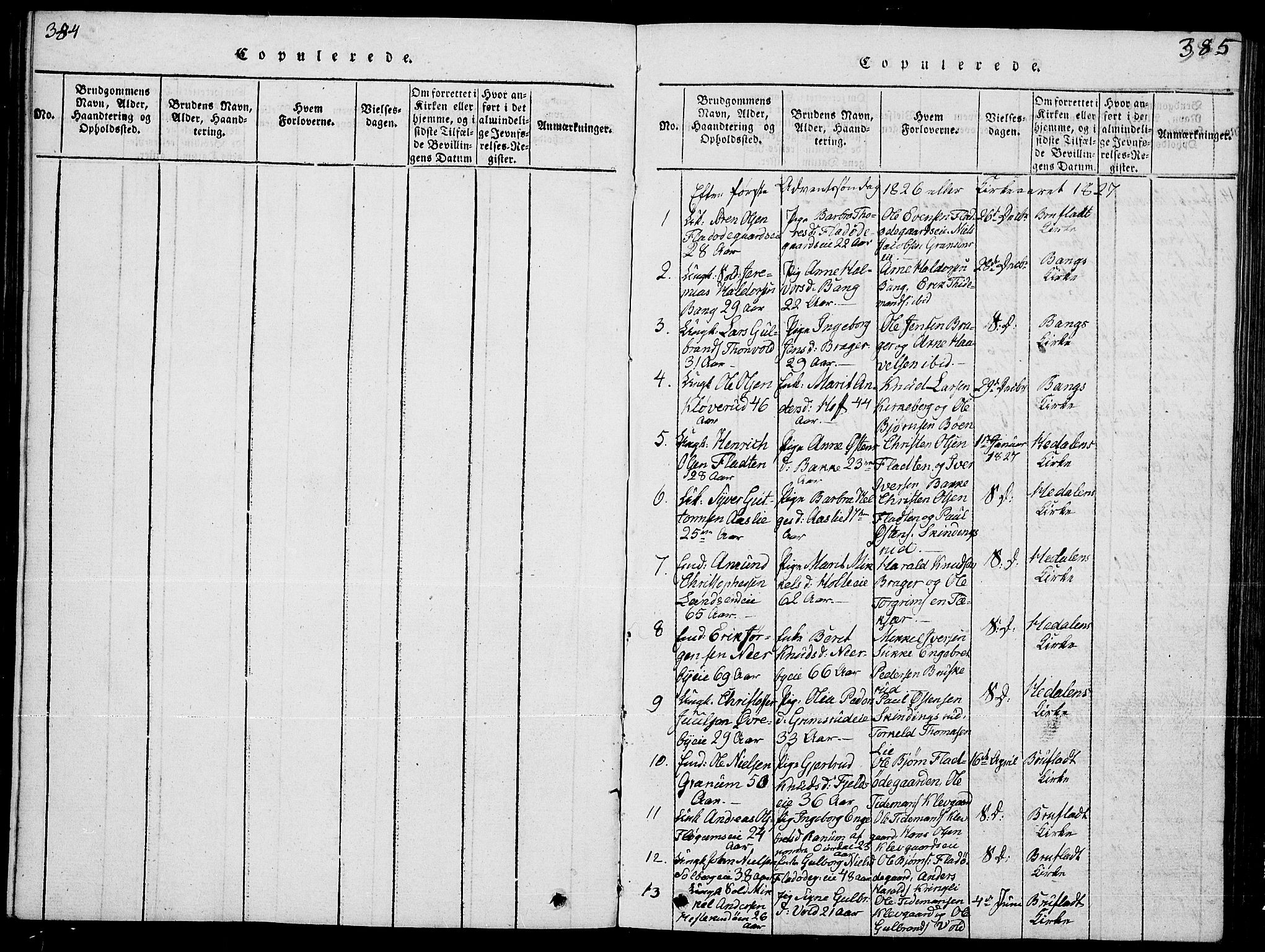 Sør-Aurdal prestekontor, SAH/PREST-128/H/Ha/Hab/L0002: Parish register (copy) no. 2, 1826-1840, p. 384-385