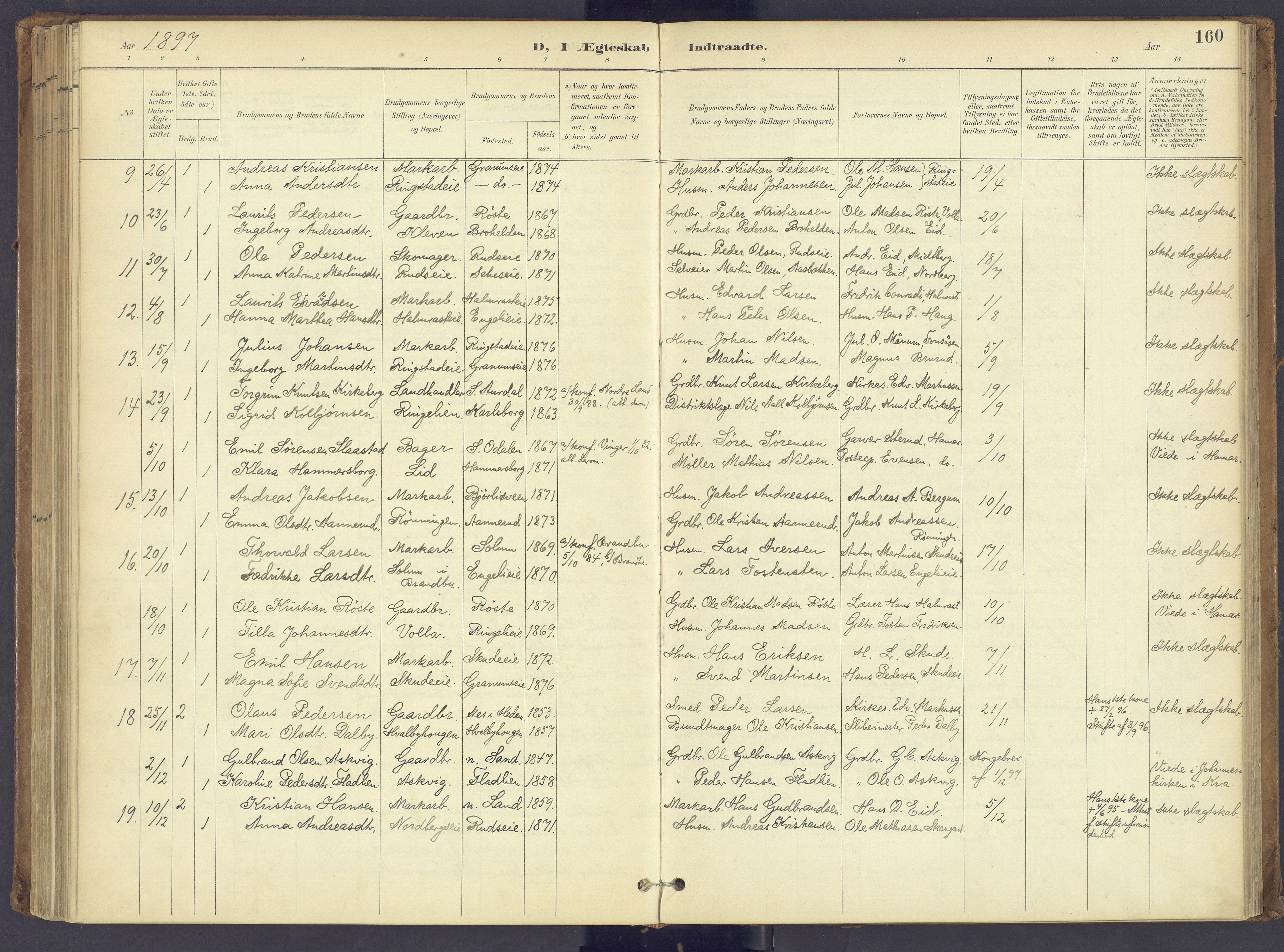 Søndre Land prestekontor, SAH/PREST-122/K/L0006: Parish register (official) no. 6, 1895-1904, p. 160