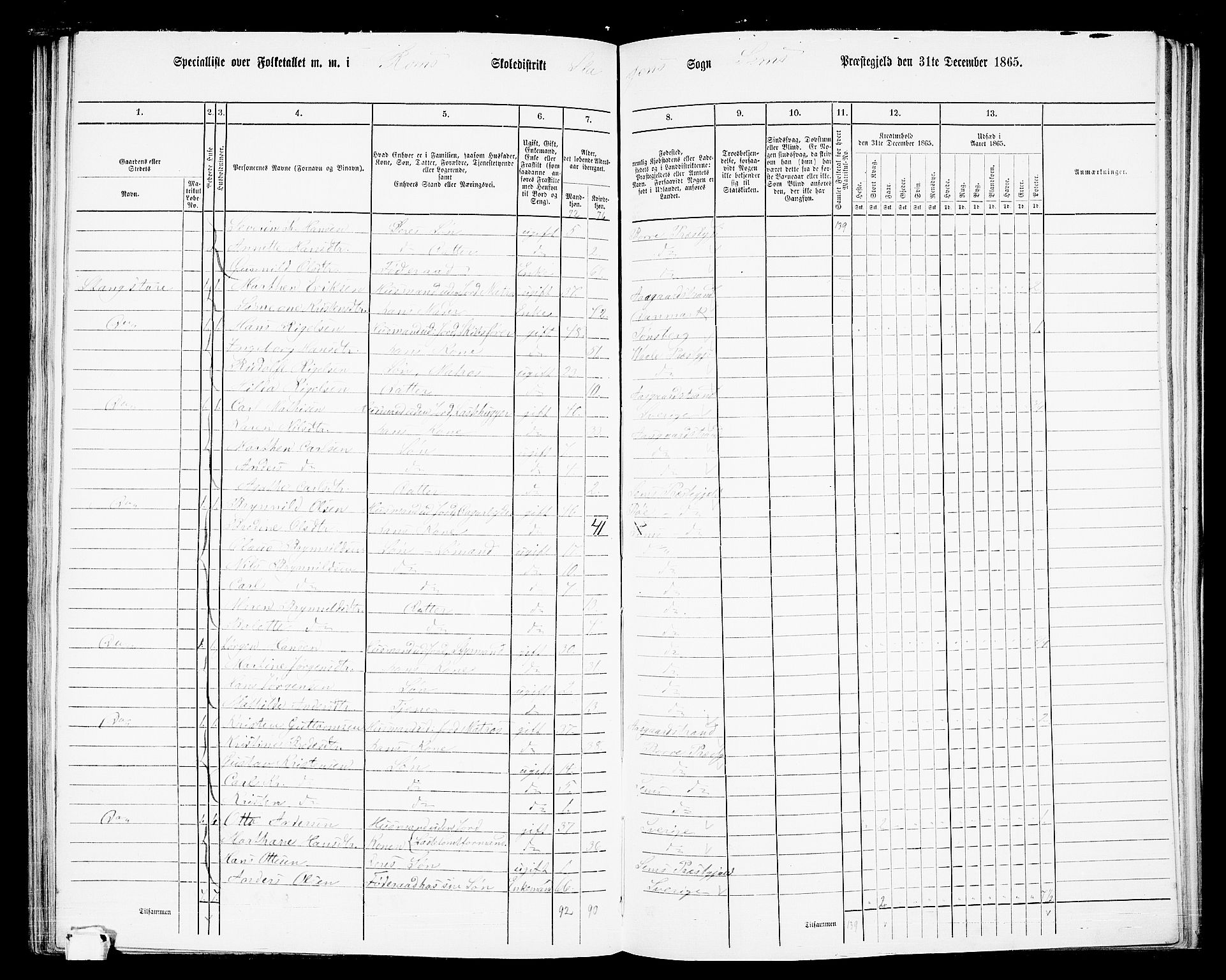 RA, 1865 census for Sem, 1865, p. 135