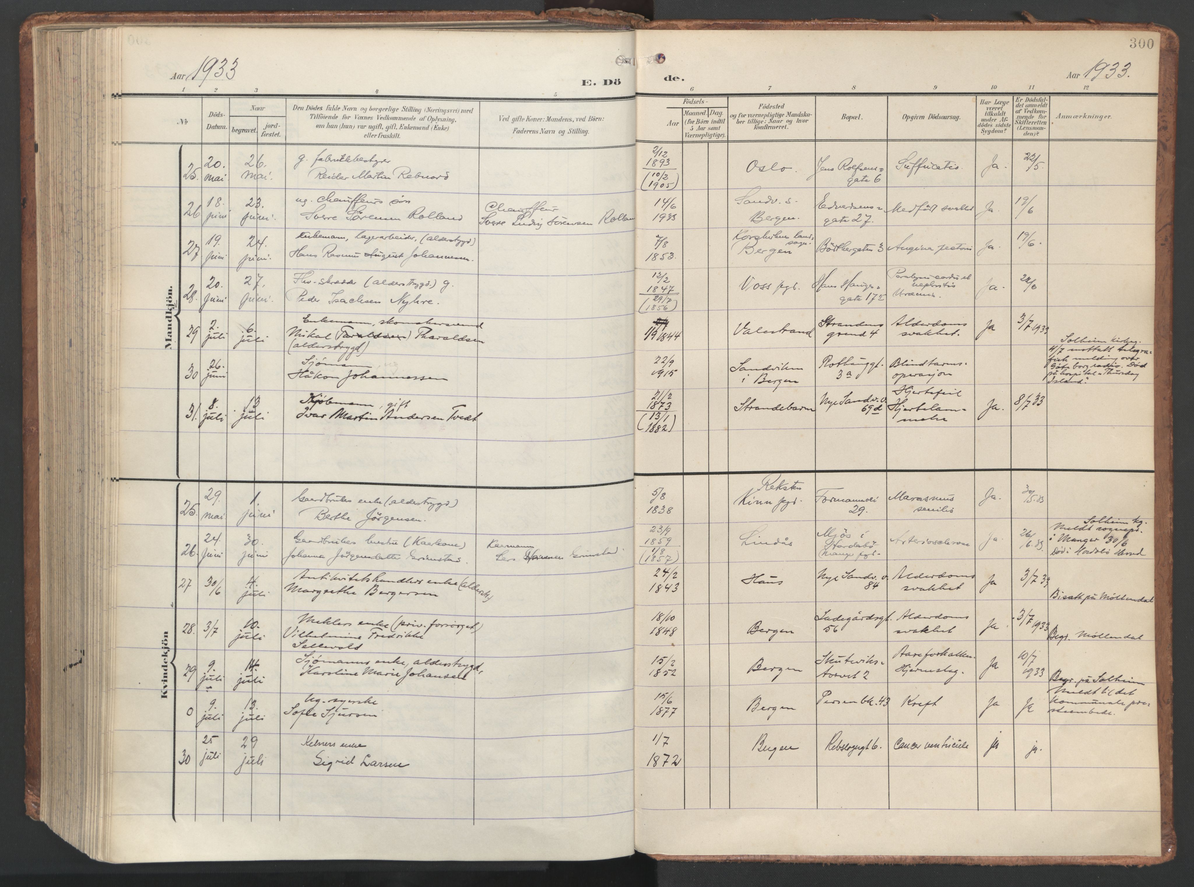 Sandviken Sokneprestembete, SAB/A-77601/H/Ha/L0019: Parish register (official) no. E 2, 1905-1933, p. 300