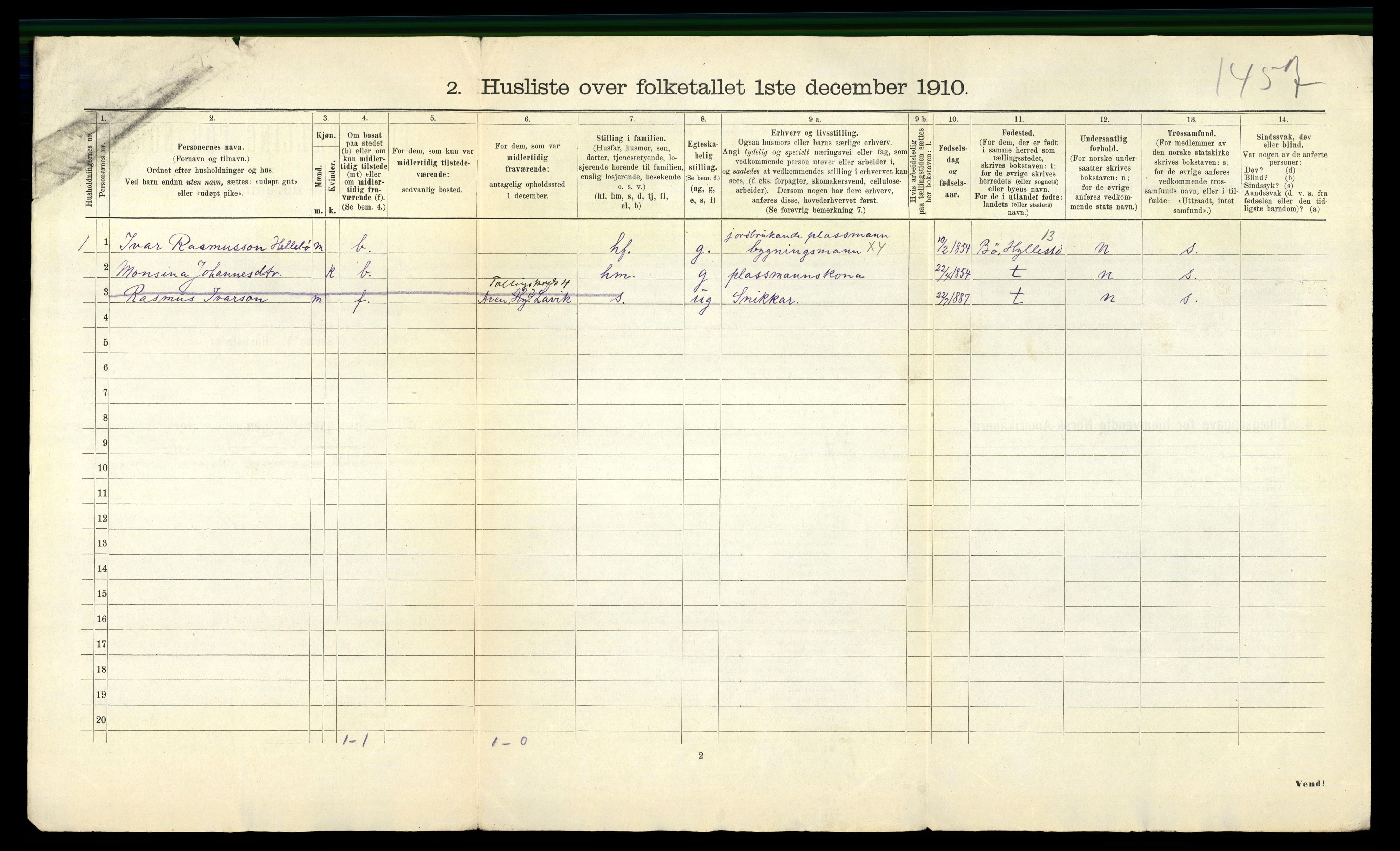 RA, 1910 census for Lavik, 1910, p. 38