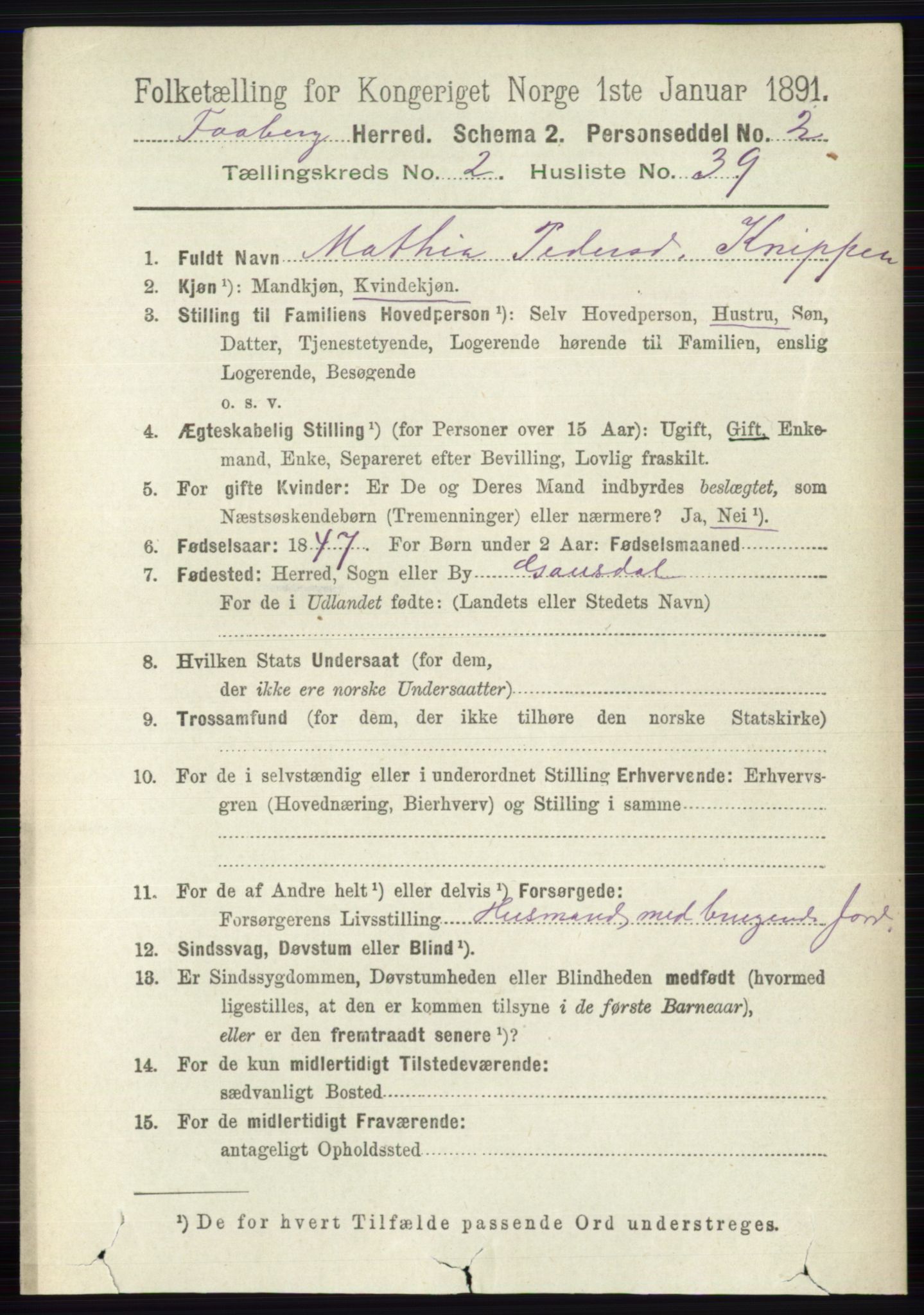 RA, 1891 census for 0524 Fåberg, 1891, p. 794