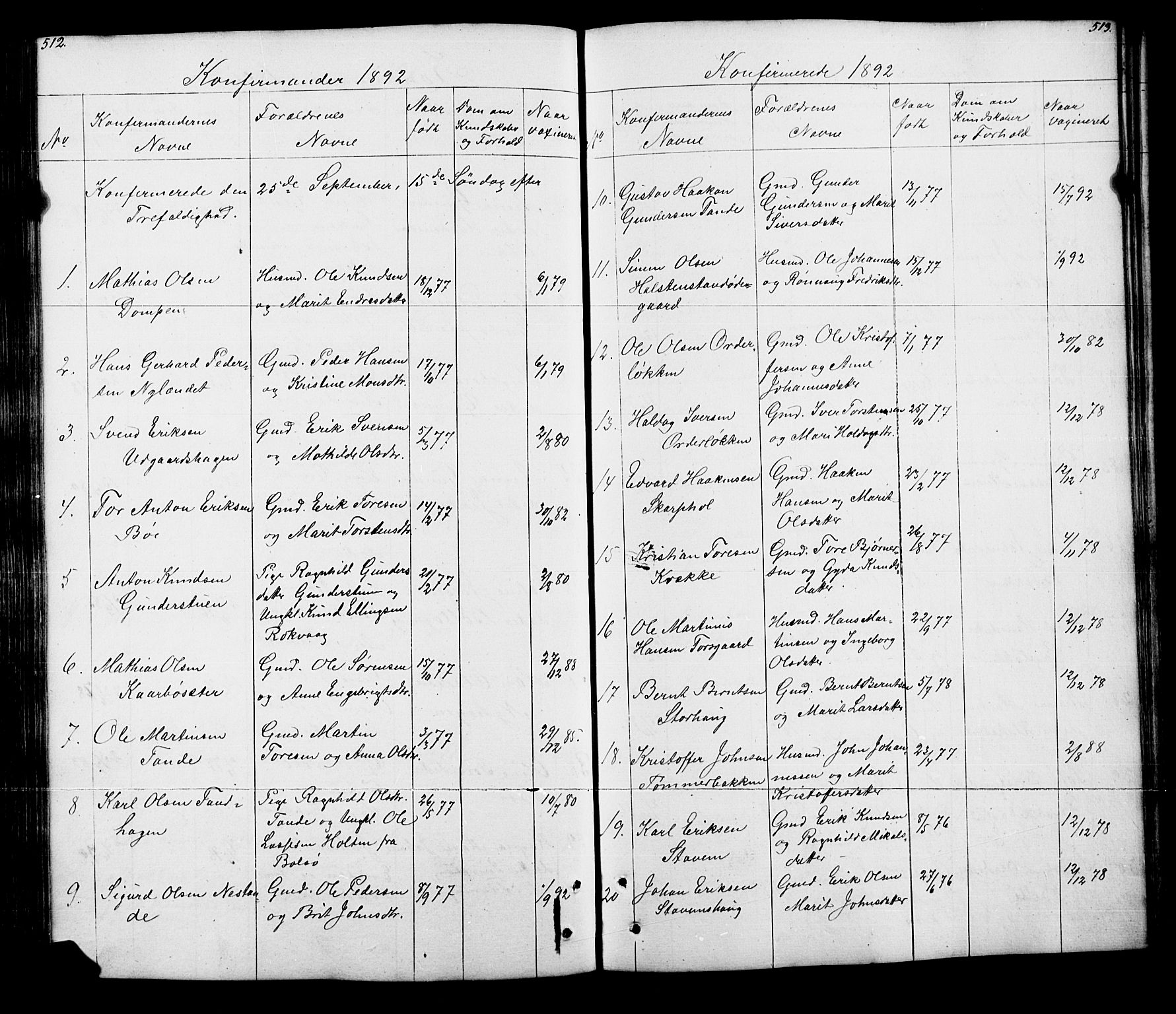 Lesja prestekontor, SAH/PREST-068/H/Ha/Hab/L0005: Parish register (copy) no. 5, 1850-1894, p. 512-513