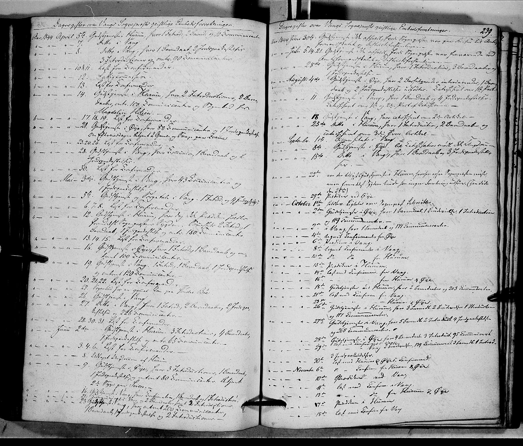 Vang prestekontor, Valdres, SAH/PREST-140/H/Ha/L0005: Parish register (official) no. 5, 1831-1845, p. 239
