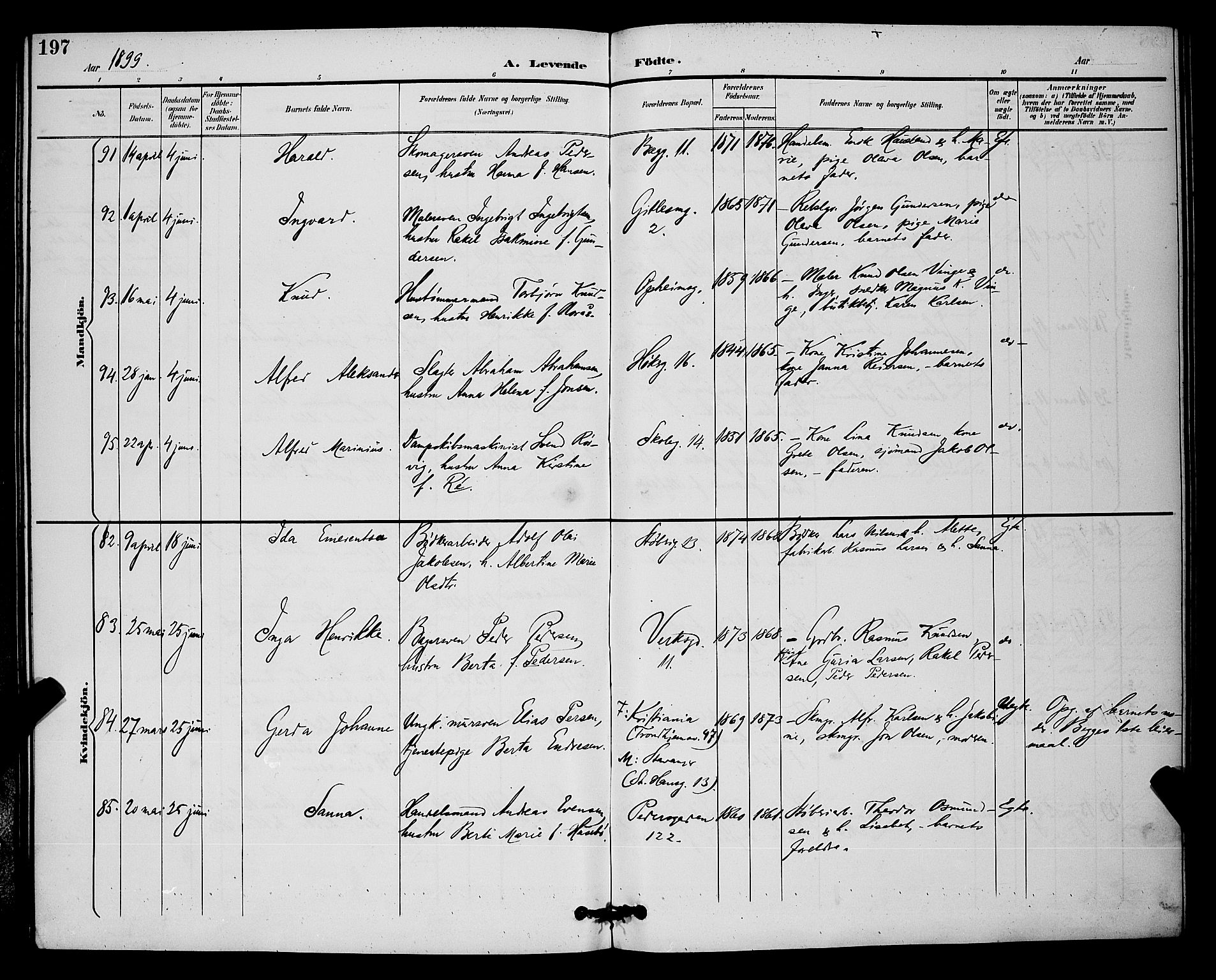 St. Johannes sokneprestkontor, SAST/A-101814/001/30/30BB/L0003: Parish register (copy) no. B 3, 1893-1900, p. 197
