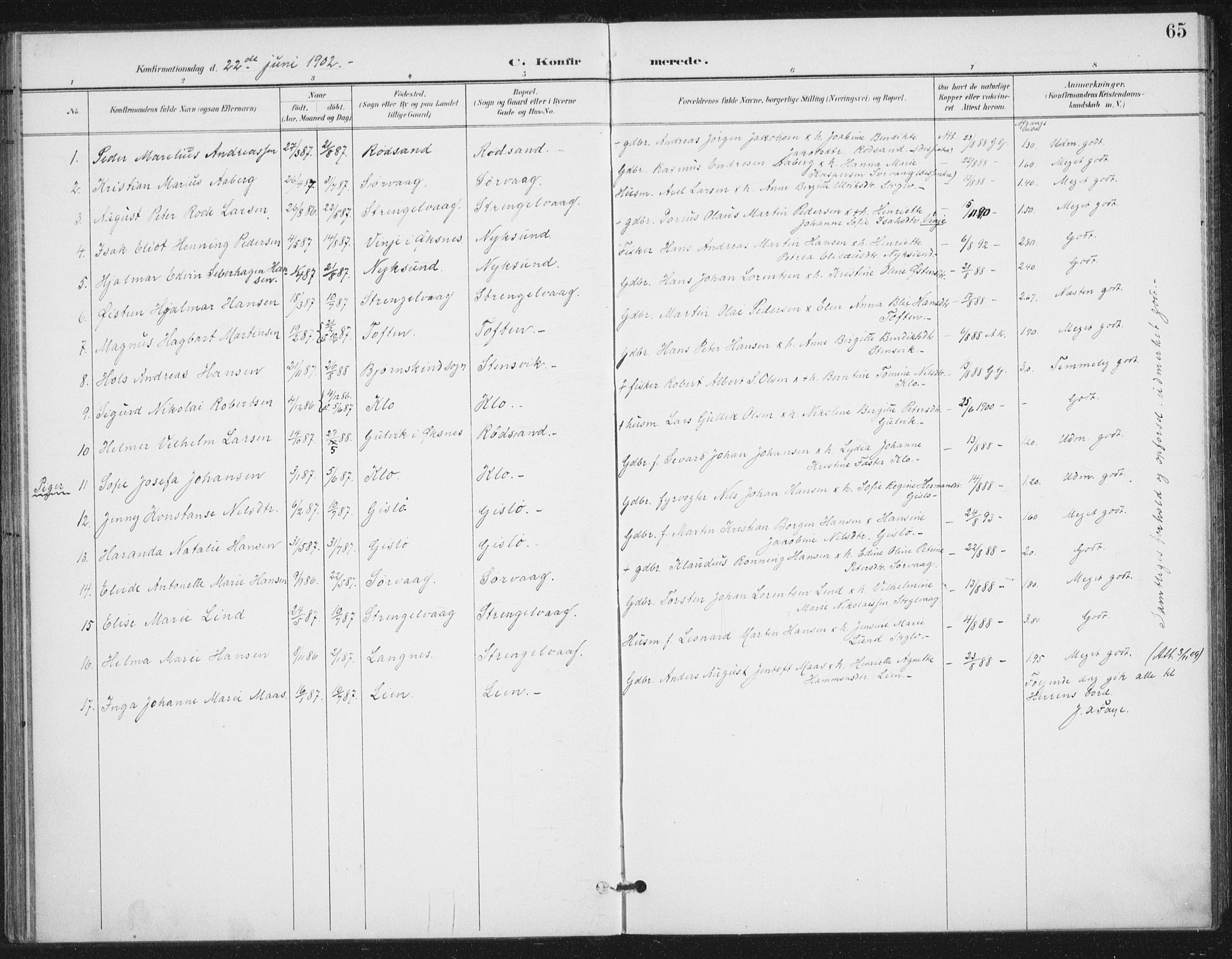 Ministerialprotokoller, klokkerbøker og fødselsregistre - Nordland, SAT/A-1459/894/L1356: Parish register (official) no. 894A02, 1897-1914, p. 65