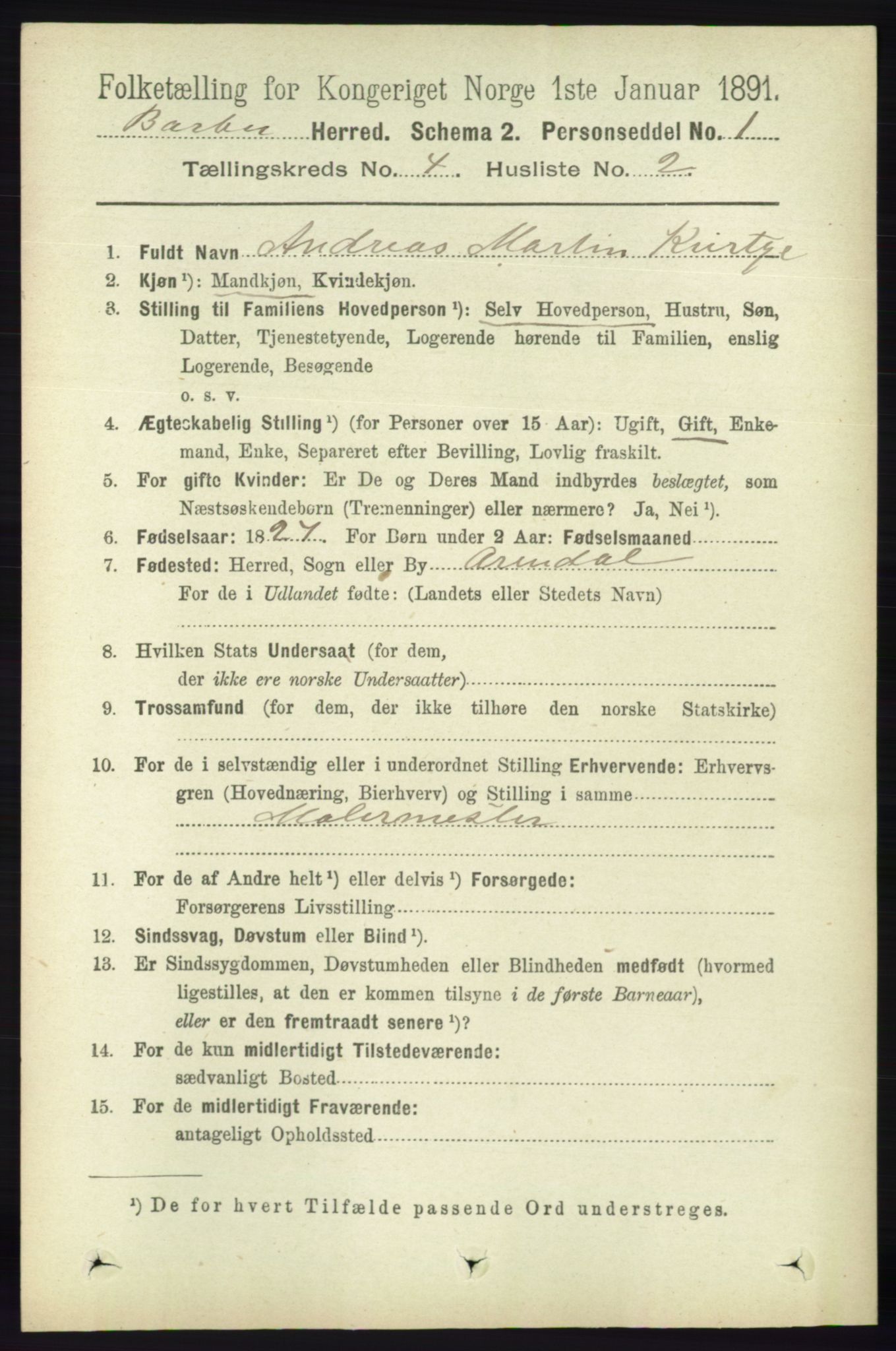 RA, 1891 census for 0990 Barbu, 1891, p. 2455