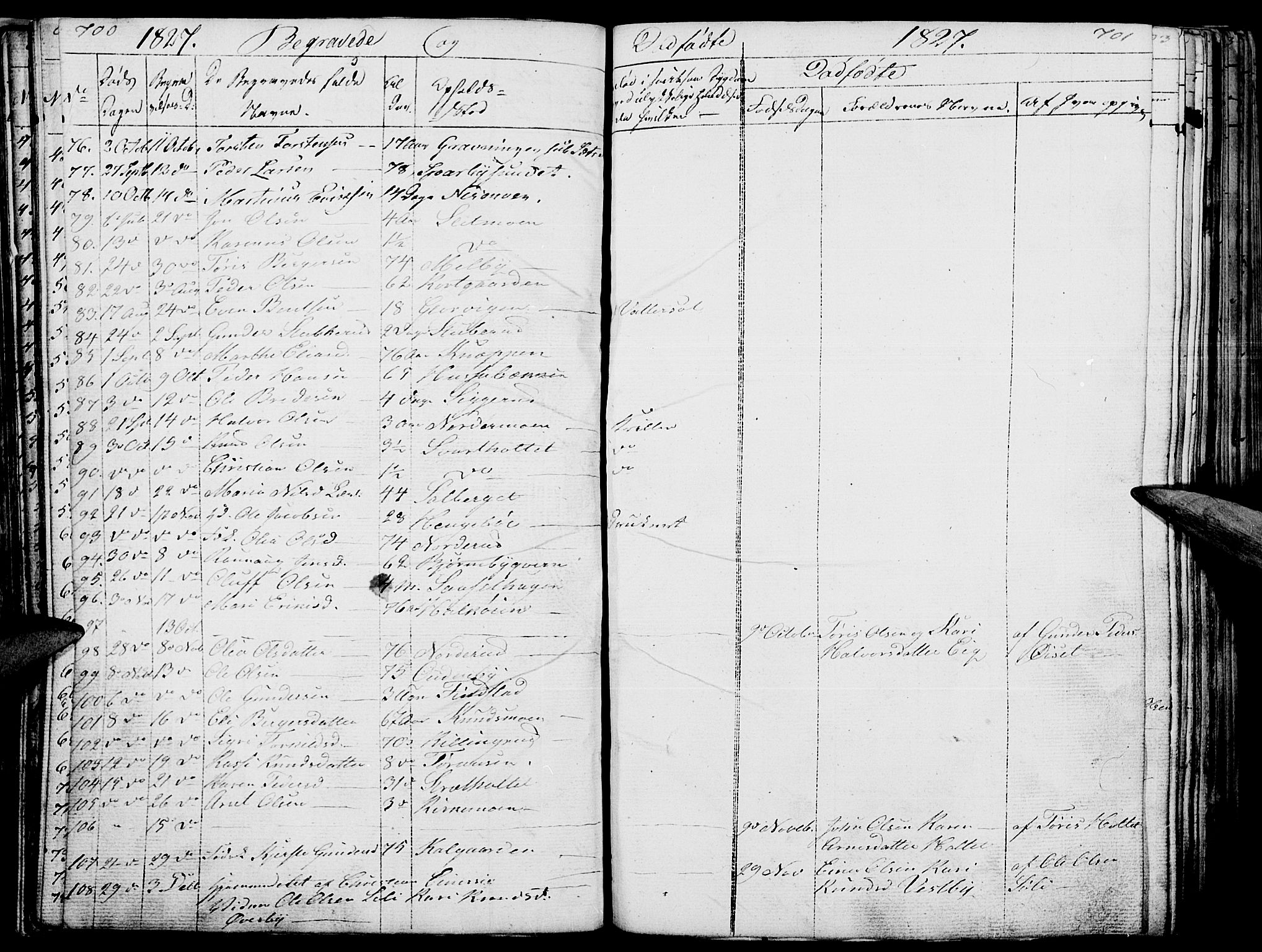 Hof prestekontor, SAH/PREST-038/H/Ha/Haa/L0006: Parish register (official) no. 6, 1822-1841, p. 700-701