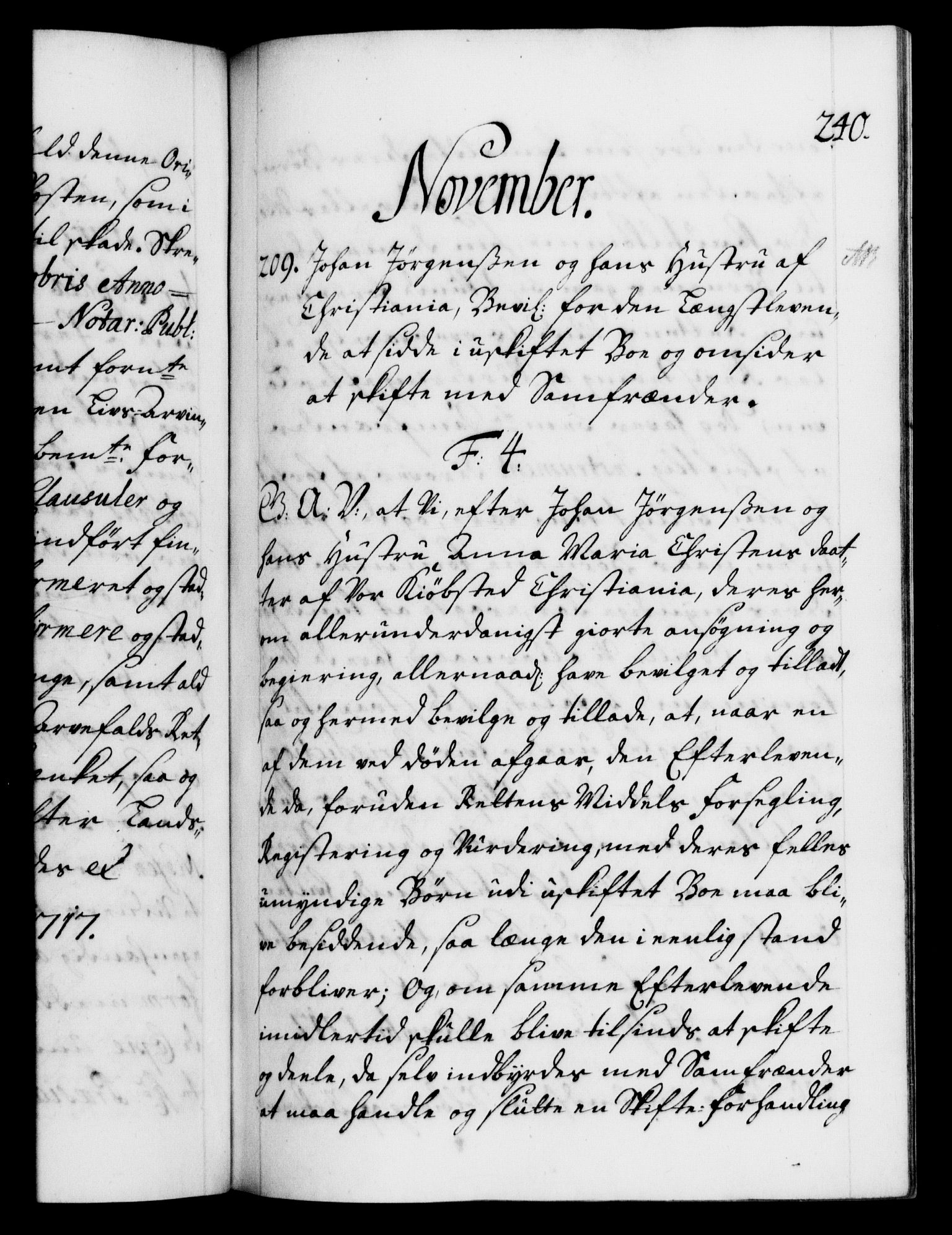 Danske Kanselli 1572-1799, AV/RA-EA-3023/F/Fc/Fca/Fcaa/L0022: Norske registre, 1716-1719, p. 240a