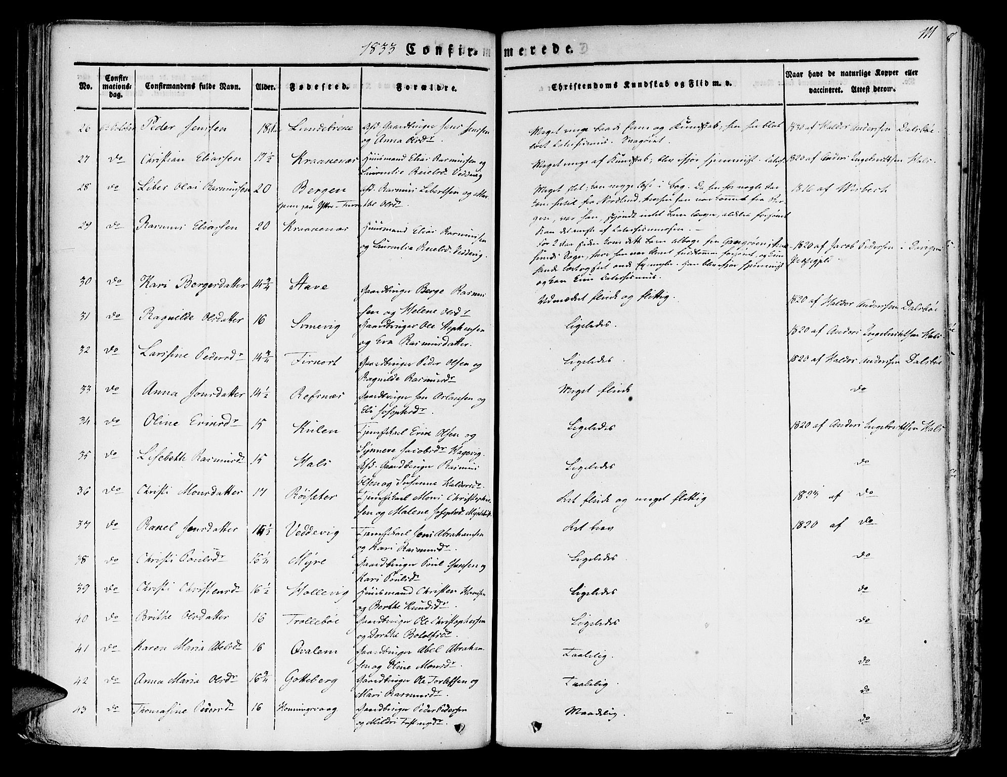 Selje sokneprestembete, AV/SAB-A-99938/H/Ha/Haa/Haaa: Parish register (official) no. A 9, 1829-1844, p. 111