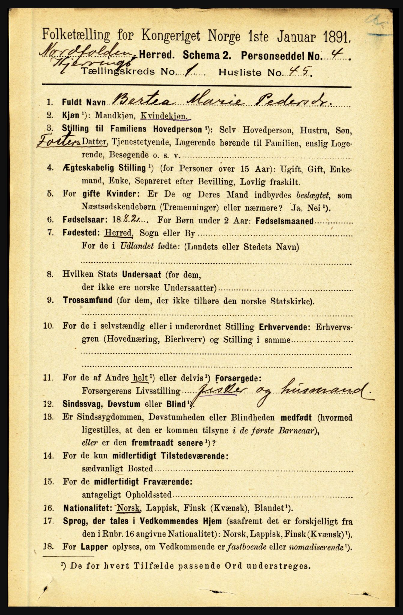 RA, 1891 census for 1846 Nordfold-Kjerringøy, 1891, p. 380