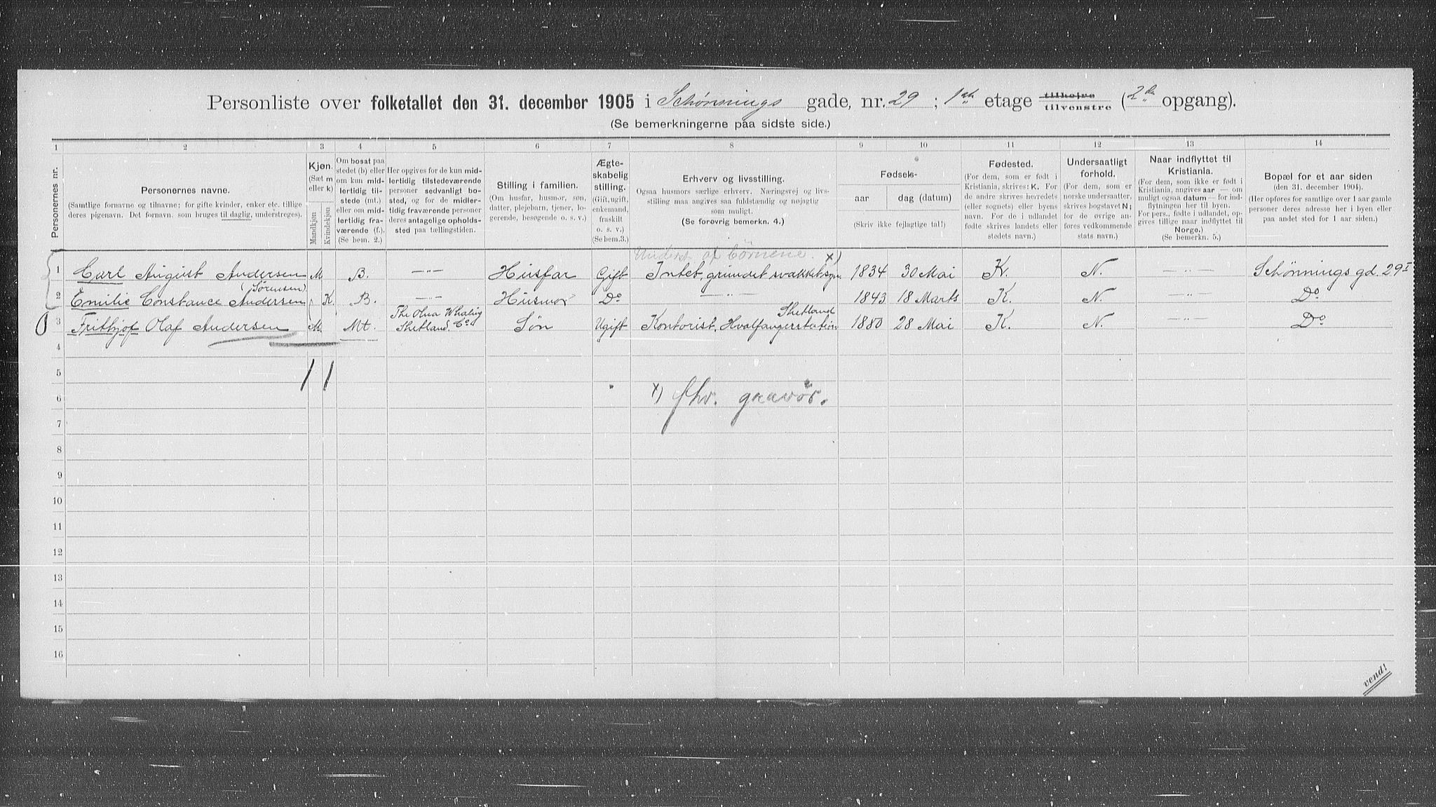 OBA, Municipal Census 1905 for Kristiania, 1905, p. 48684