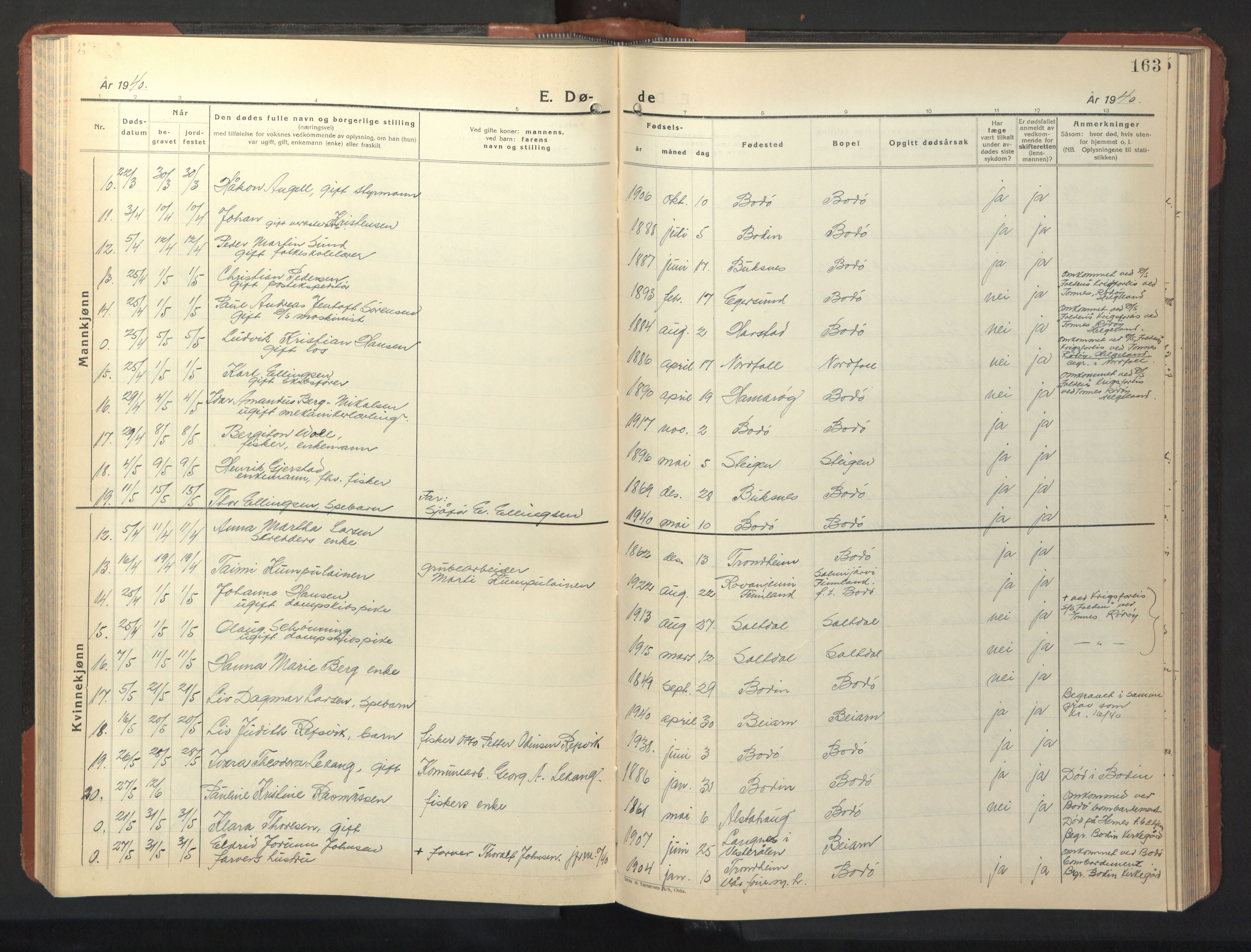 Ministerialprotokoller, klokkerbøker og fødselsregistre - Nordland, AV/SAT-A-1459/801/L0038: Parish register (copy) no. 801C13, 1935-1951, p. 163