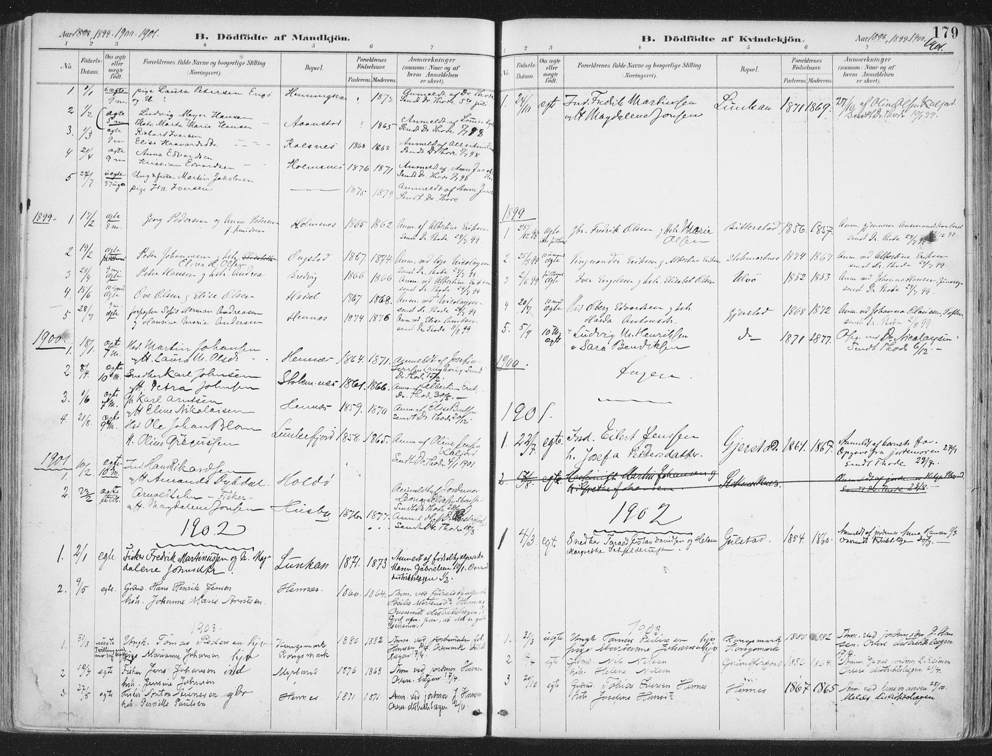 Ministerialprotokoller, klokkerbøker og fødselsregistre - Nordland, SAT/A-1459/888/L1246: Parish register (official) no. 888A12, 1891-1903, p. 179