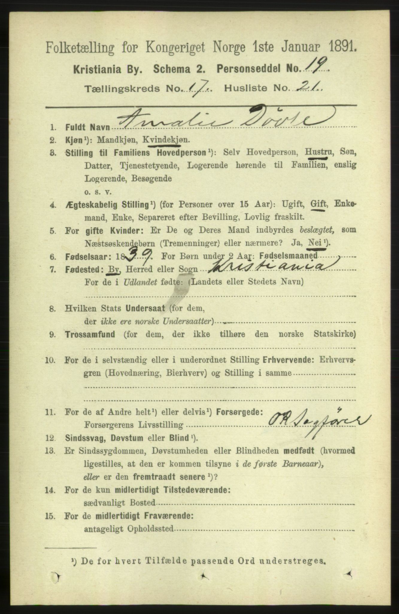 RA, 1891 census for 0301 Kristiania, 1891, p. 8626
